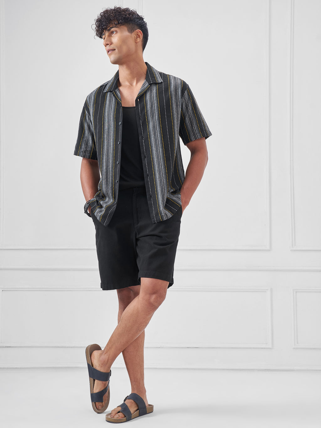 Highlander Men Black Striped Relaxed Fit Casual Shirt - Black - Image 2