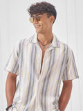Highlander Men Cream Striped Relaxed Fit Casual Shirt - Cream - Image 1