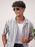 Highlander Men Grey Striped Relaxed Fit Casual Shirt - Grey - Image 1