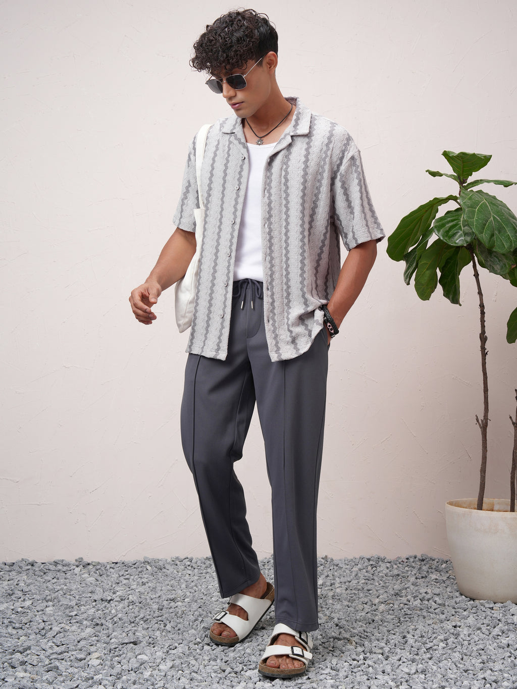 Highlander Men Grey Striped Relaxed Fit Casual Shirt - Grey - Image 2