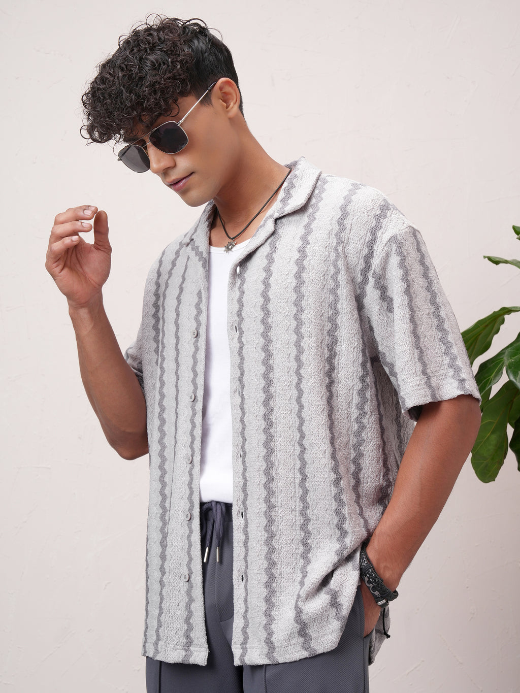 Highlander Men Grey Striped Relaxed Fit Casual Shirt - Grey - Image 4