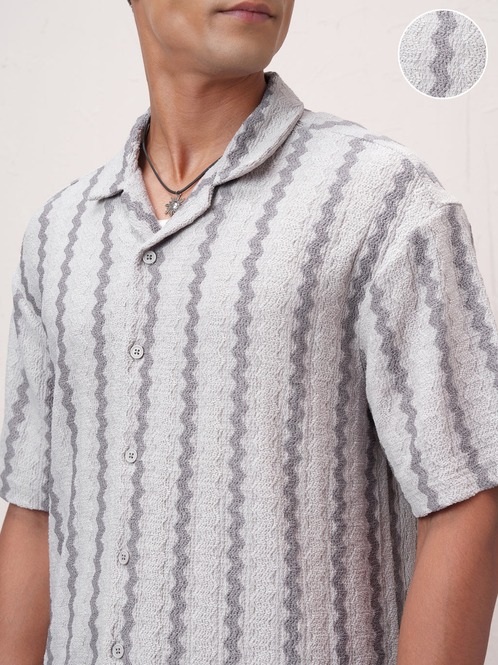 Highlander Men Grey Striped Relaxed Fit Casual Shirt - Grey - Image 5