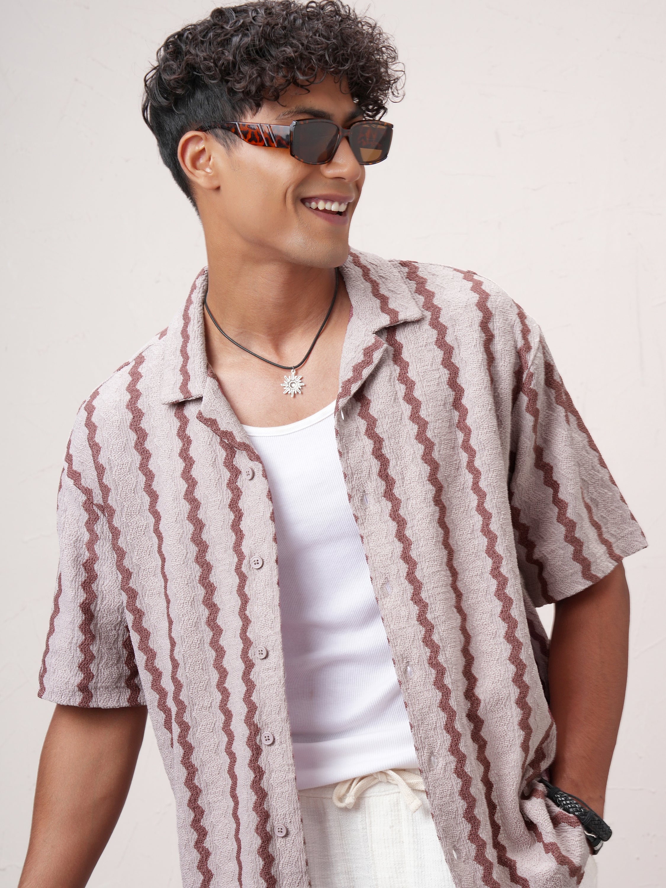 Highlander Men Pink Striped Relaxed Fit Casual Shirt - Pink - Image 1