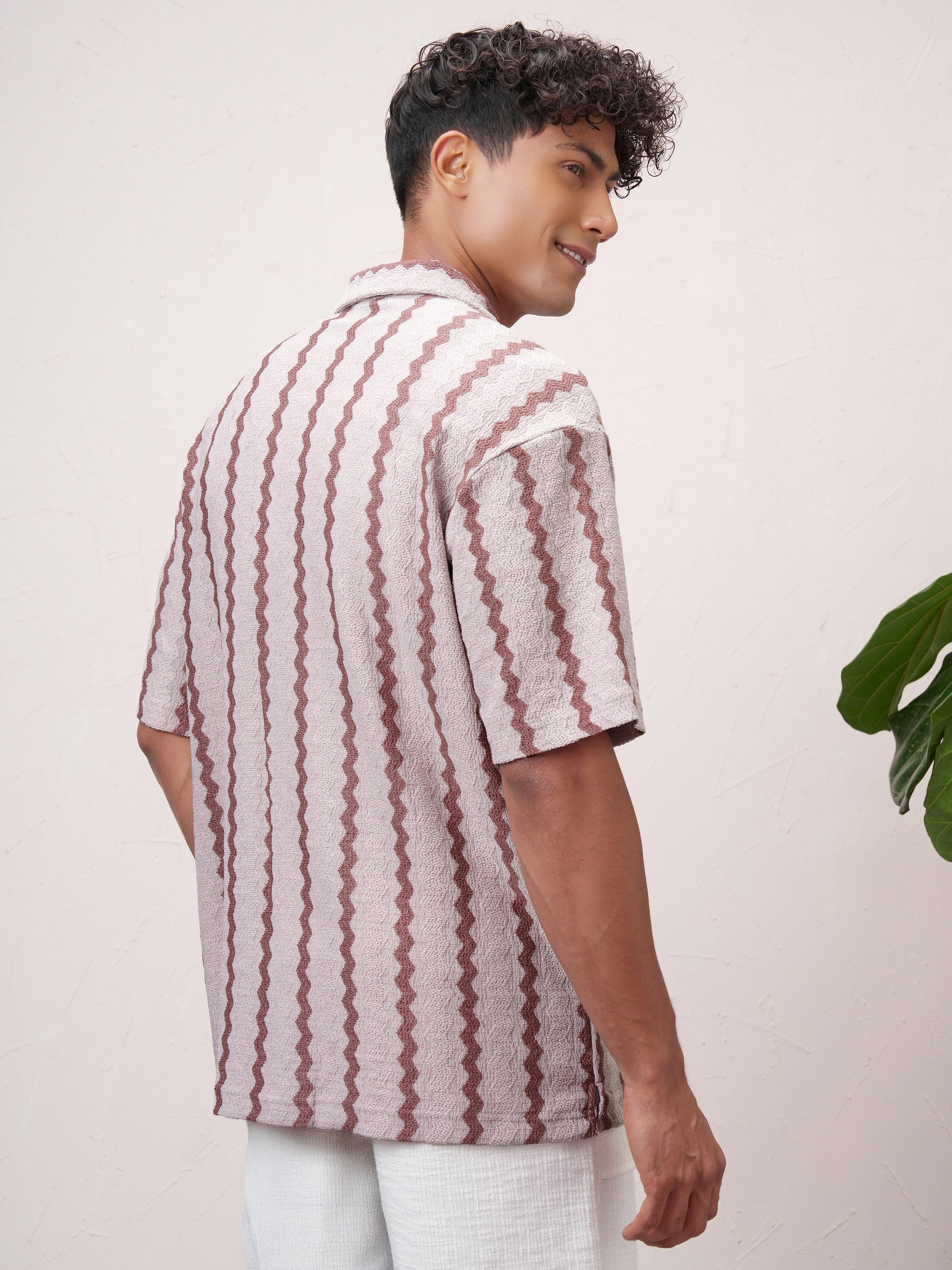 Highlander Men Pink Striped Relaxed Fit Casual Shirt - Pink - Image 3