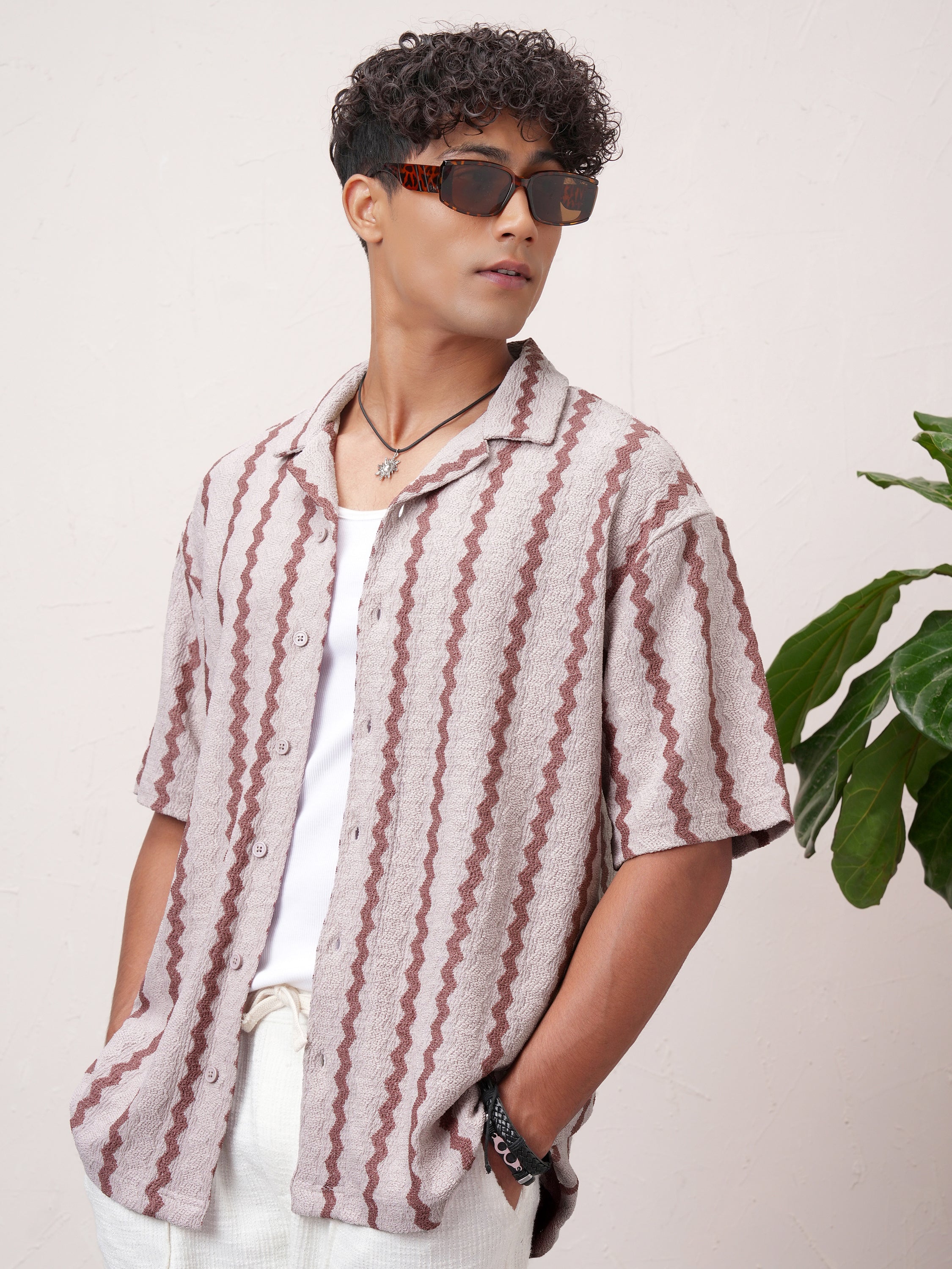 Highlander Men Pink Striped Relaxed Fit Casual Shirt - Pink - Image 4