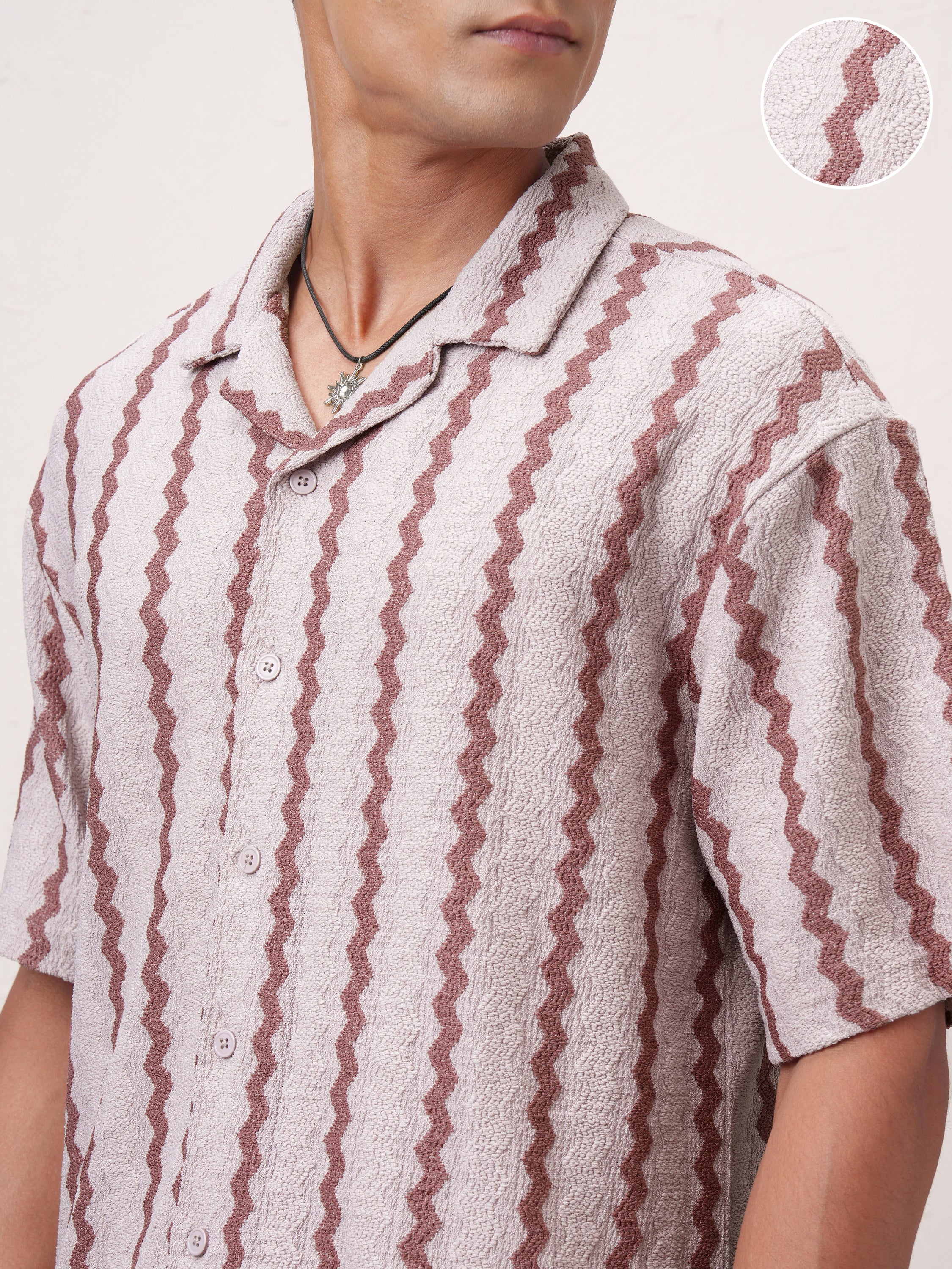 Highlander Men Pink Striped Relaxed Fit Casual Shirt - Pink - Image 5