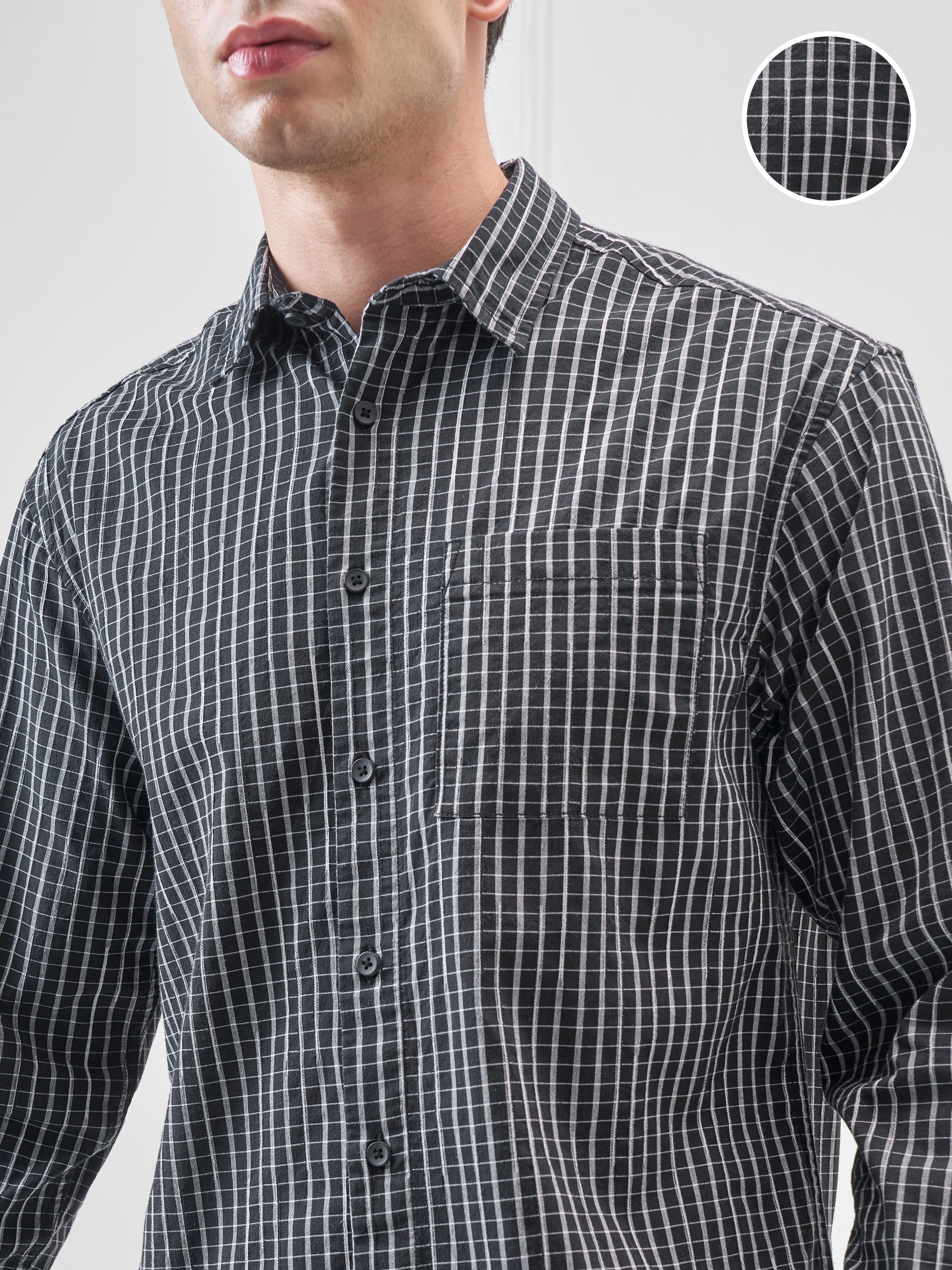 Highlander Men Black Checked Relaxed Fit Casual Shirt - Black - Image 5