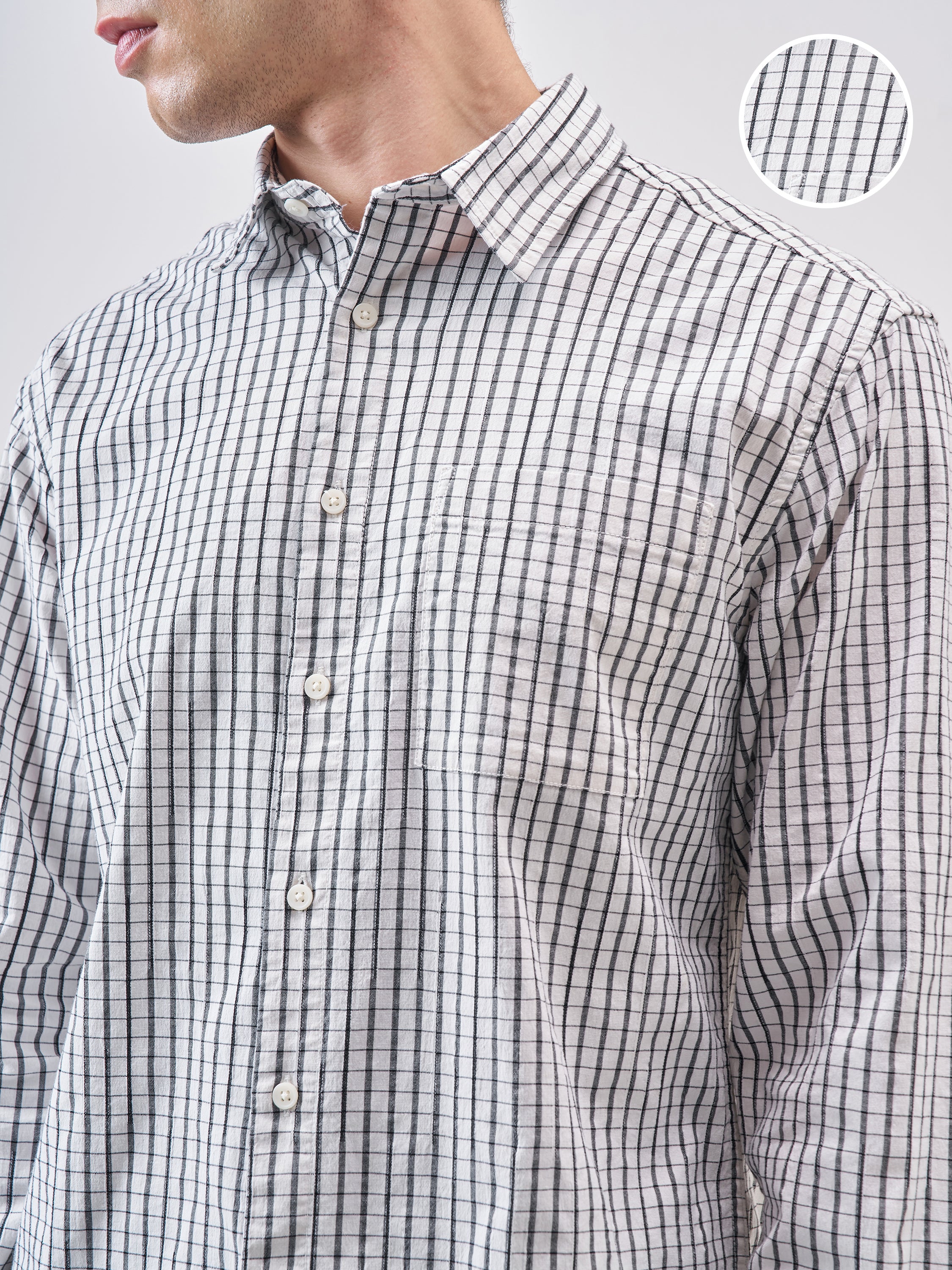 Highlander Men White Checked Relaxed Fit Casual Shirt - White - Image 5