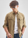 Highlander Men Brown Solid Relaxed Fit Casual Shirt - Brown - Image 1