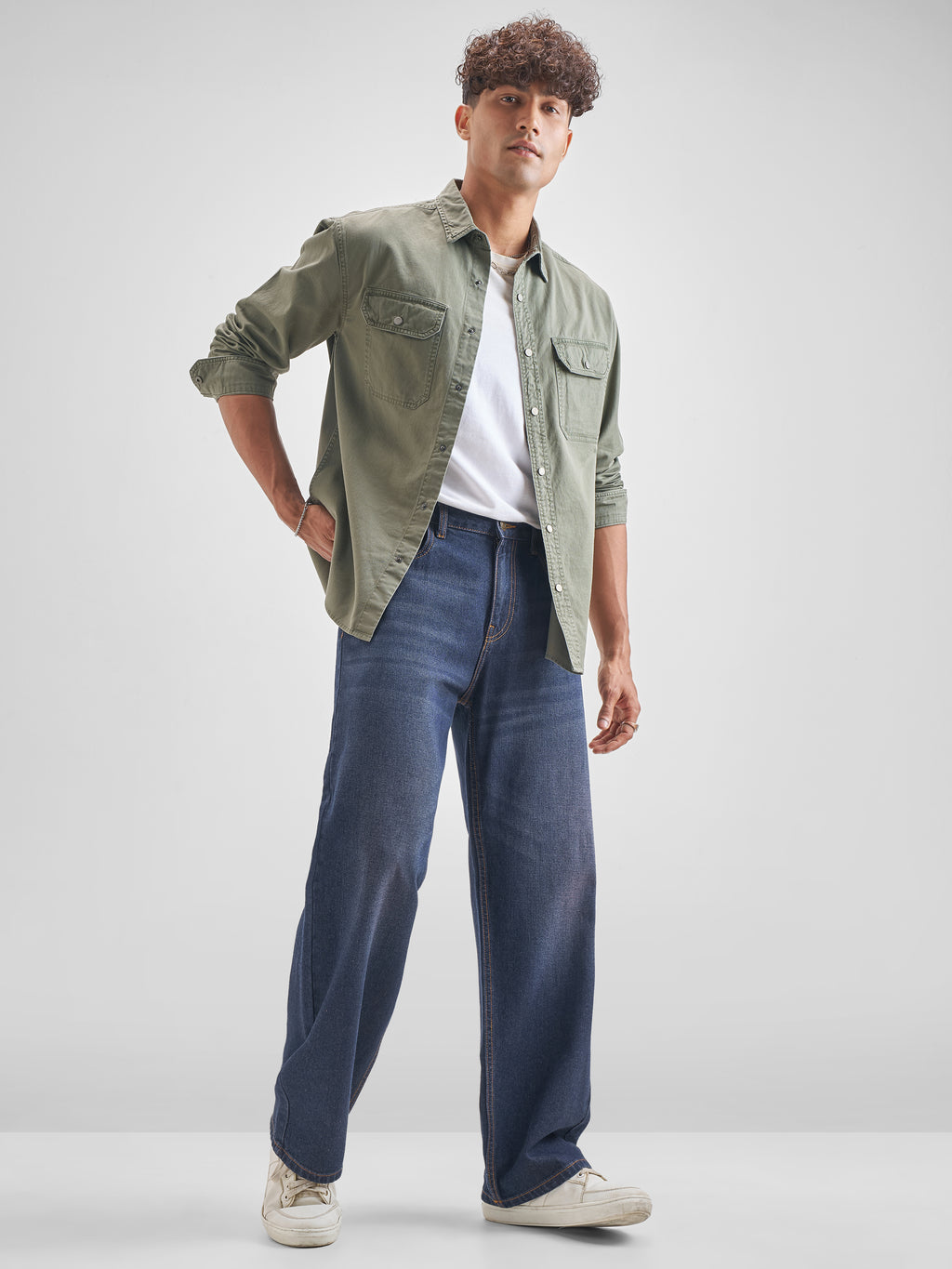 Highlander Men Olive Olive Solid Relaxed Fit Casual Shirt - Olive - Image 2