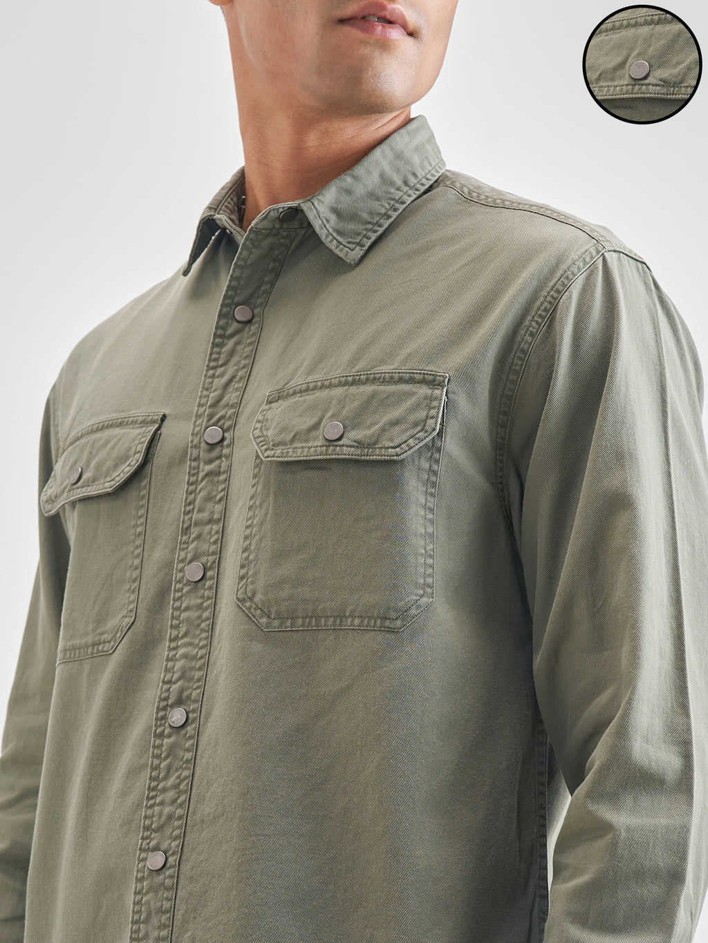 Highlander Men Olive Olive Solid Relaxed Fit Casual Shirt - Olive - Image 5