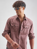 Highlander Men Burgundy Solid Relaxed Fit Casual Shirt - Burgundy - Image 1