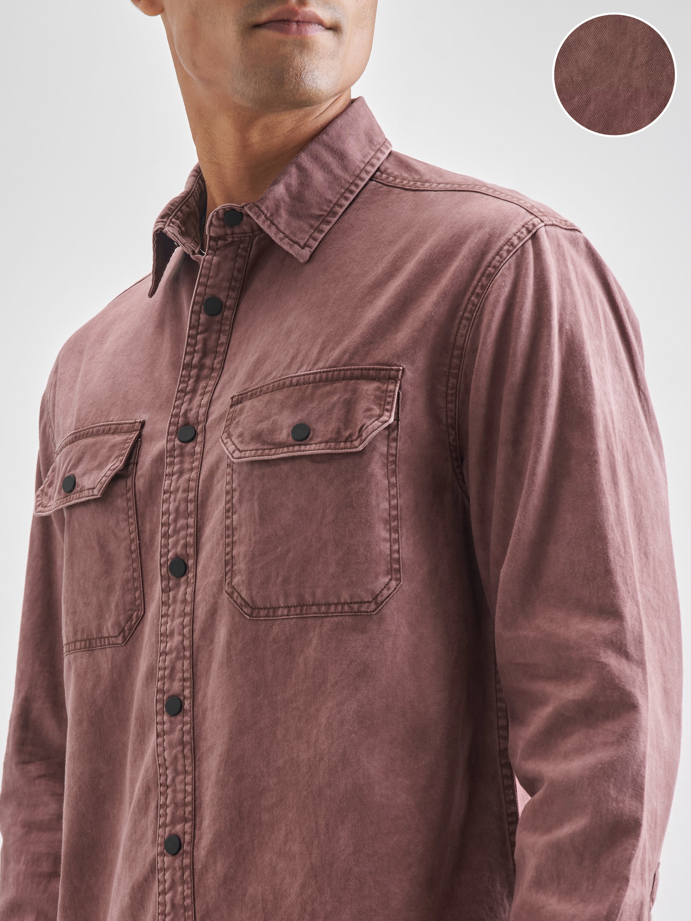 Highlander Men Burgundy Solid Relaxed Fit Casual Shirt - Burgundy - Image 5