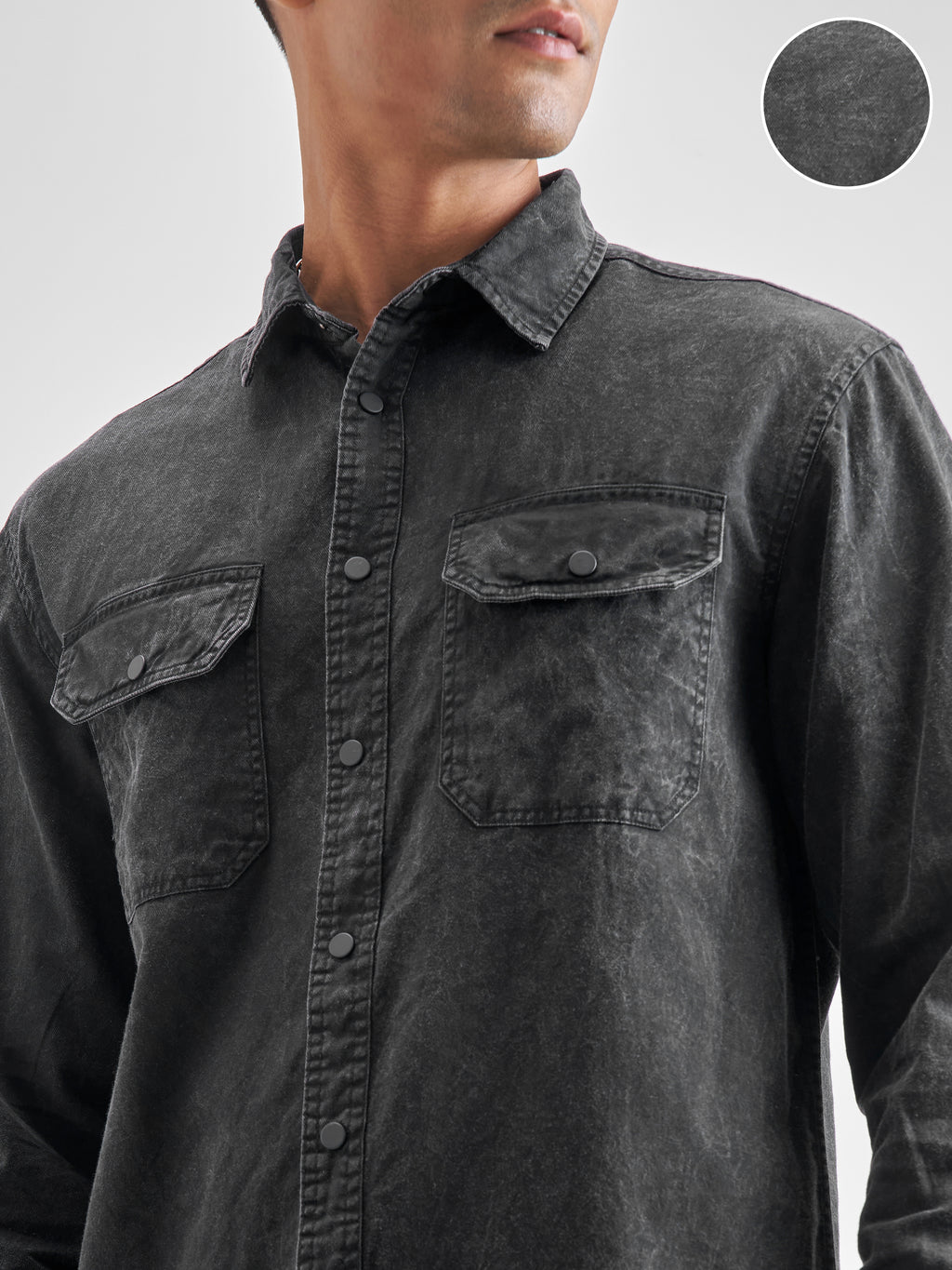 Highlander Men Black Black Solid Relaxed Fit Casual Shirt - Black - Image 5