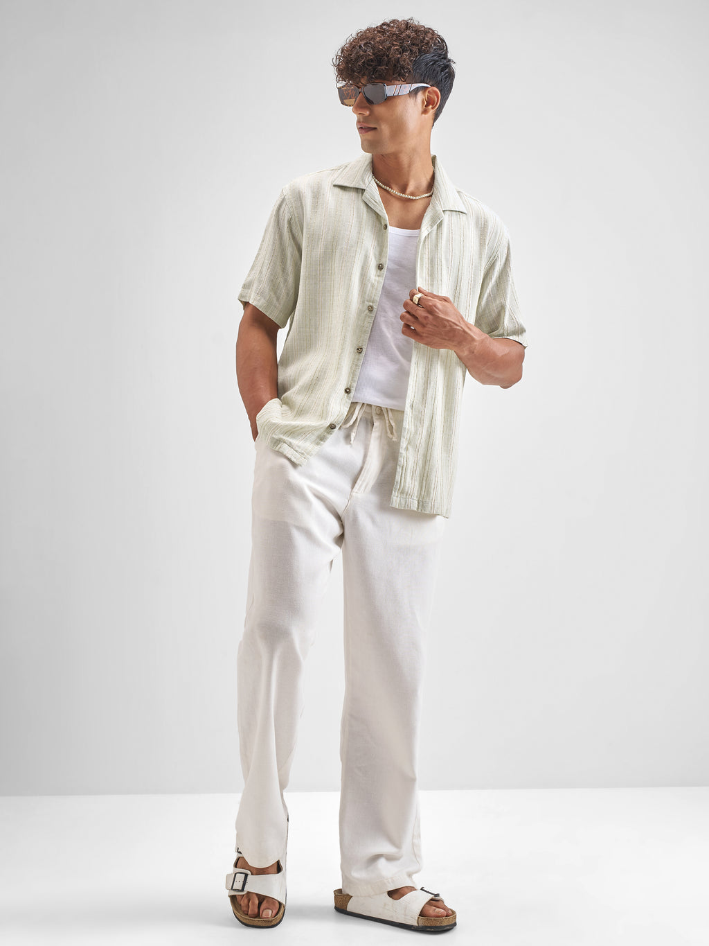 Highlander Men Green Striped Relaxed Fit Casual Shirt - Green - Image 2