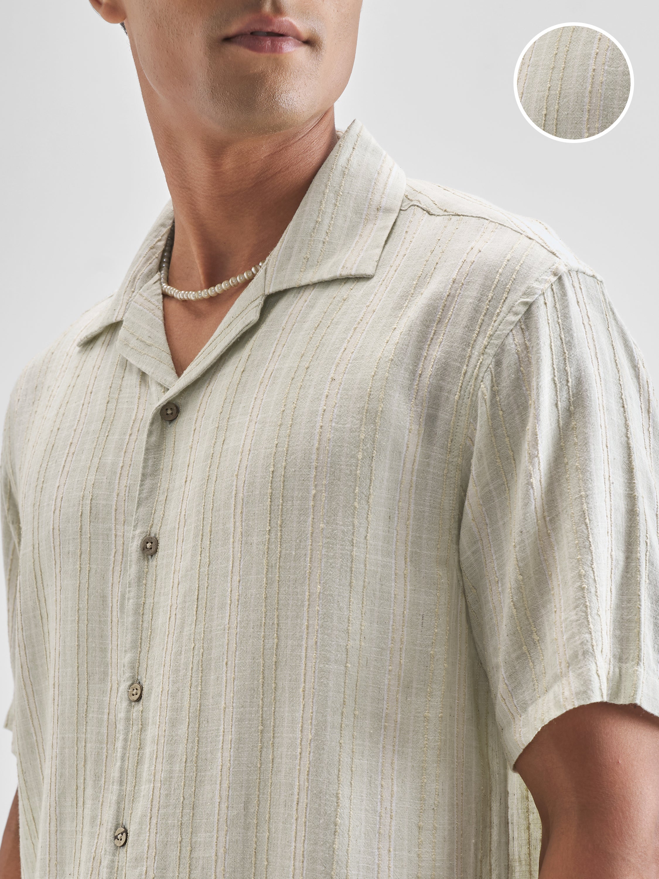 Highlander Men Green Striped Relaxed Fit Casual Shirt - Green - Image 5