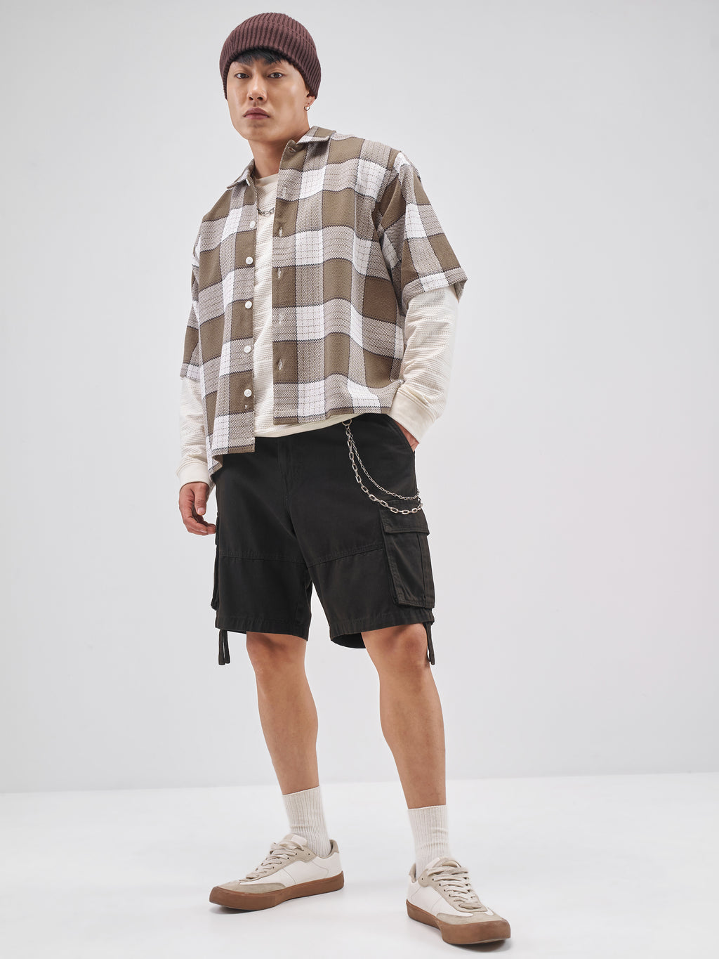 Highlander Men Brown Checked Boxy Fit Casual Shirt - Brown - Image 2