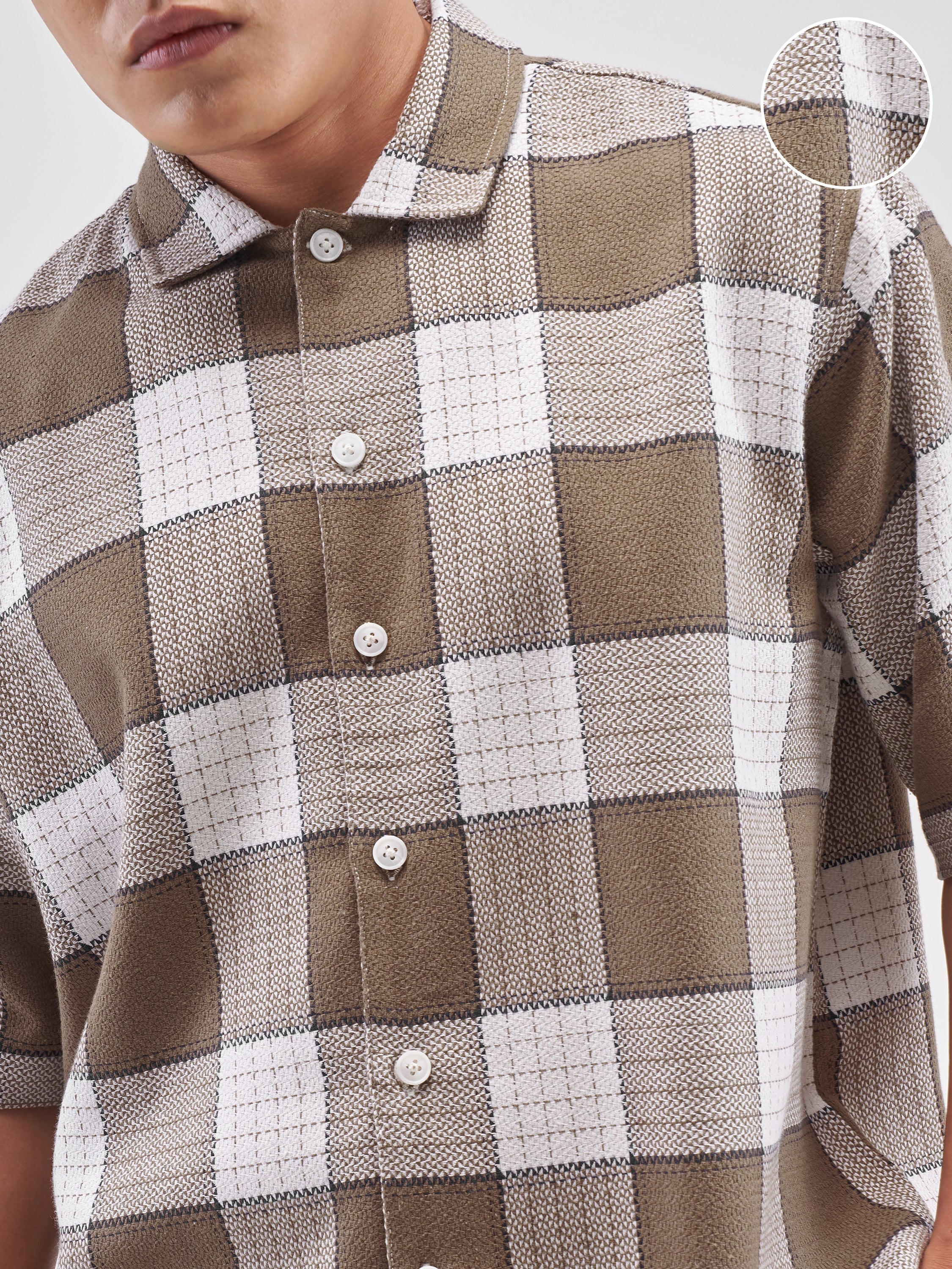 Highlander Men Brown Checked Boxy Fit Casual Shirt - Brown - Image 5