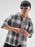Highlander Men Grey Checked Boxy Fit Casual Shirt - Grey - Image 1