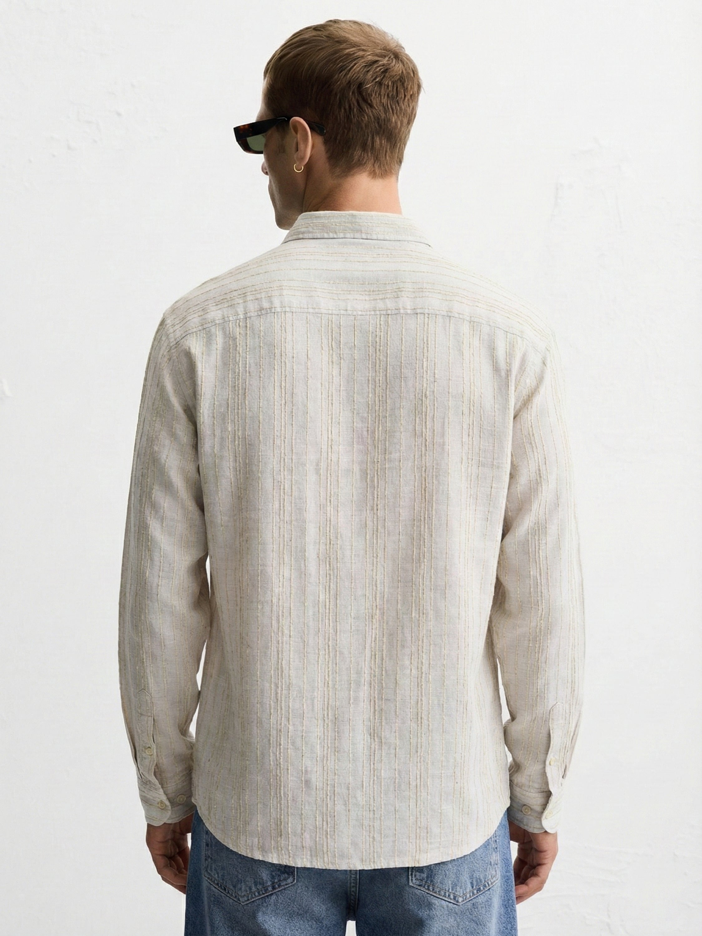 Highlander Men Grey Self Design Oversized Fit Casual Shirt - Grey - Image 2