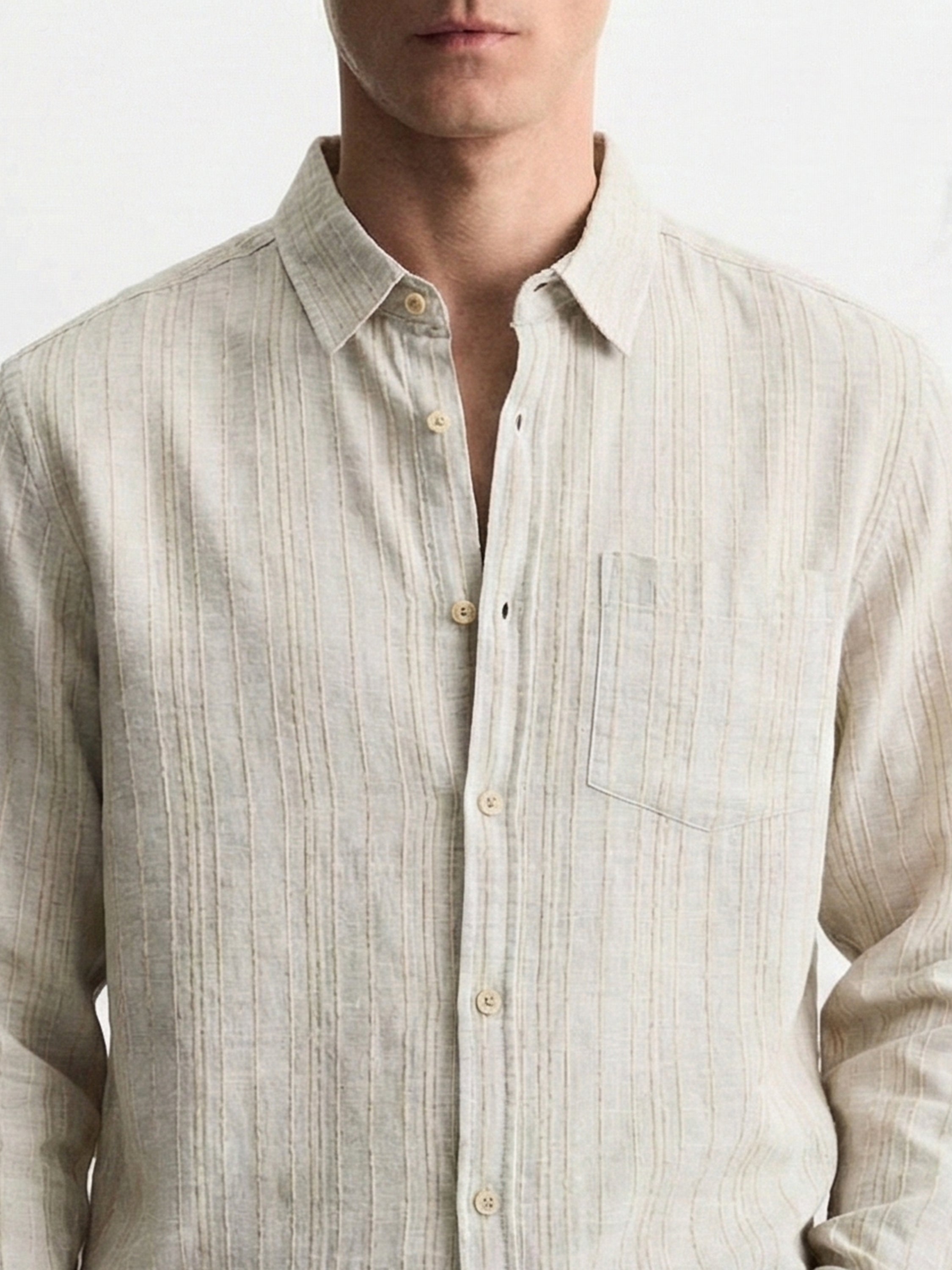 Highlander Men Grey Self Design Oversized Fit Casual Shirt - Grey - Image 6