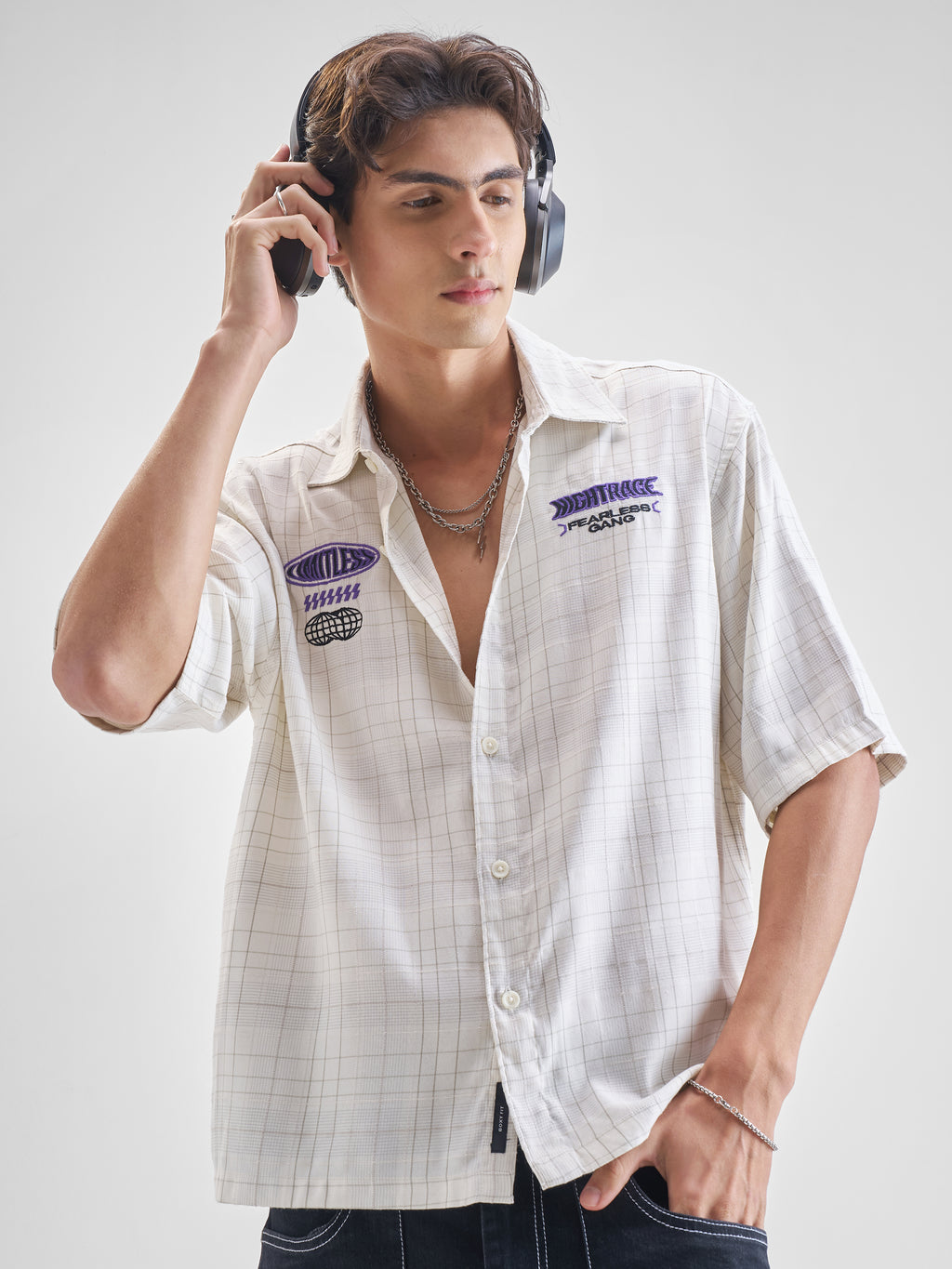 Highlander Men White Embroidered Relaxed Fit Casual Shirt - White - Image 3