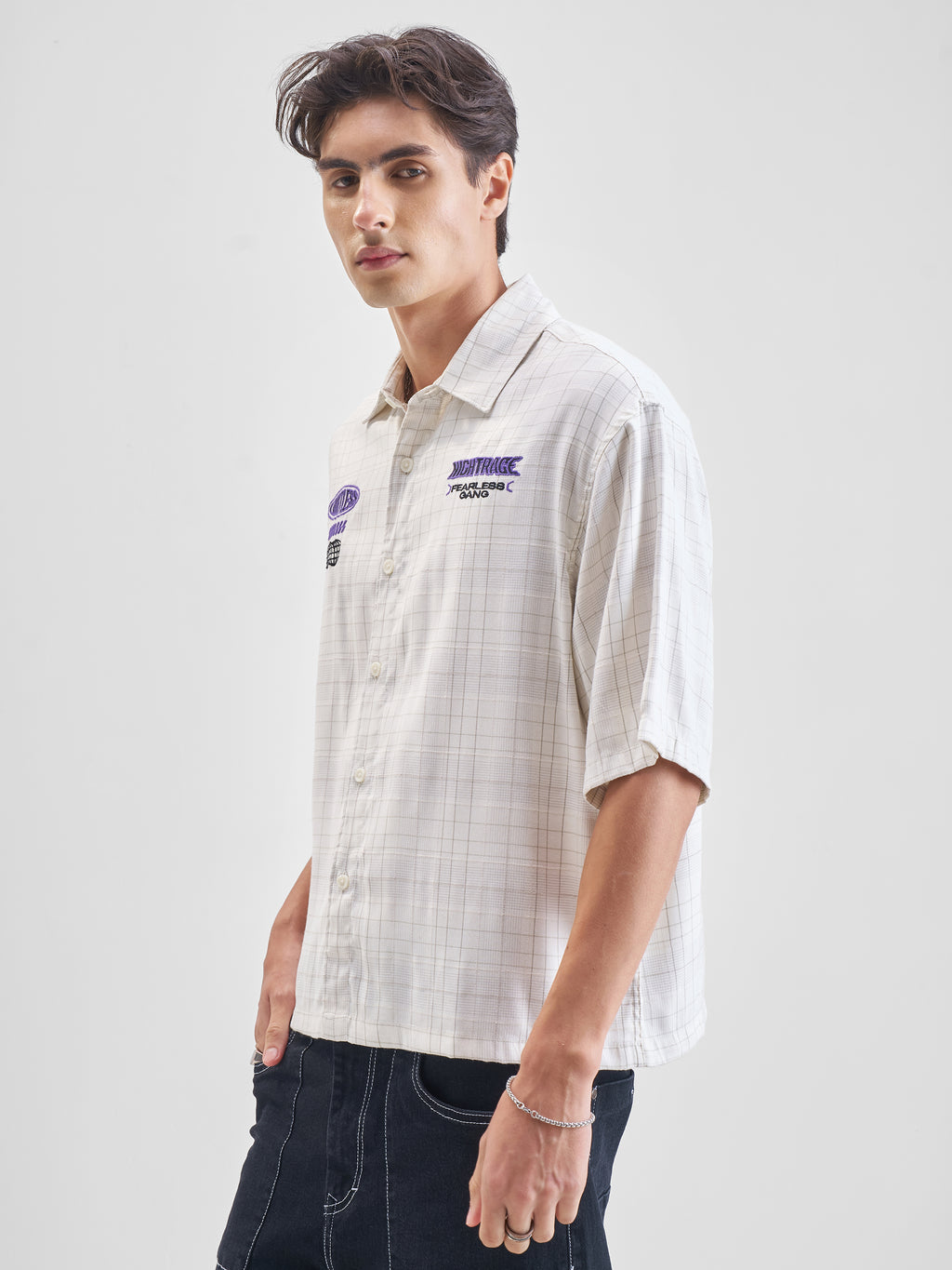 Highlander Men White Embroidered Relaxed Fit Casual Shirt - White - Image 4