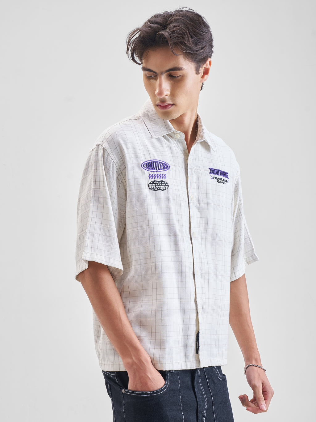 Highlander Men White Embroidered Relaxed Fit Casual Shirt - White - Image 6