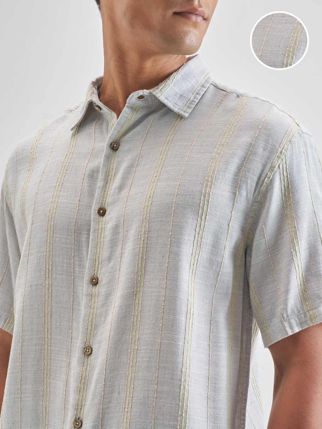 Highlander Men Grey Striped Relaxed Fit Casual Shirt - Grey - Image 5