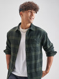Highlander Men Olive Olive Checked Relaxed Fit Casual Shirt - Olive - Image 1