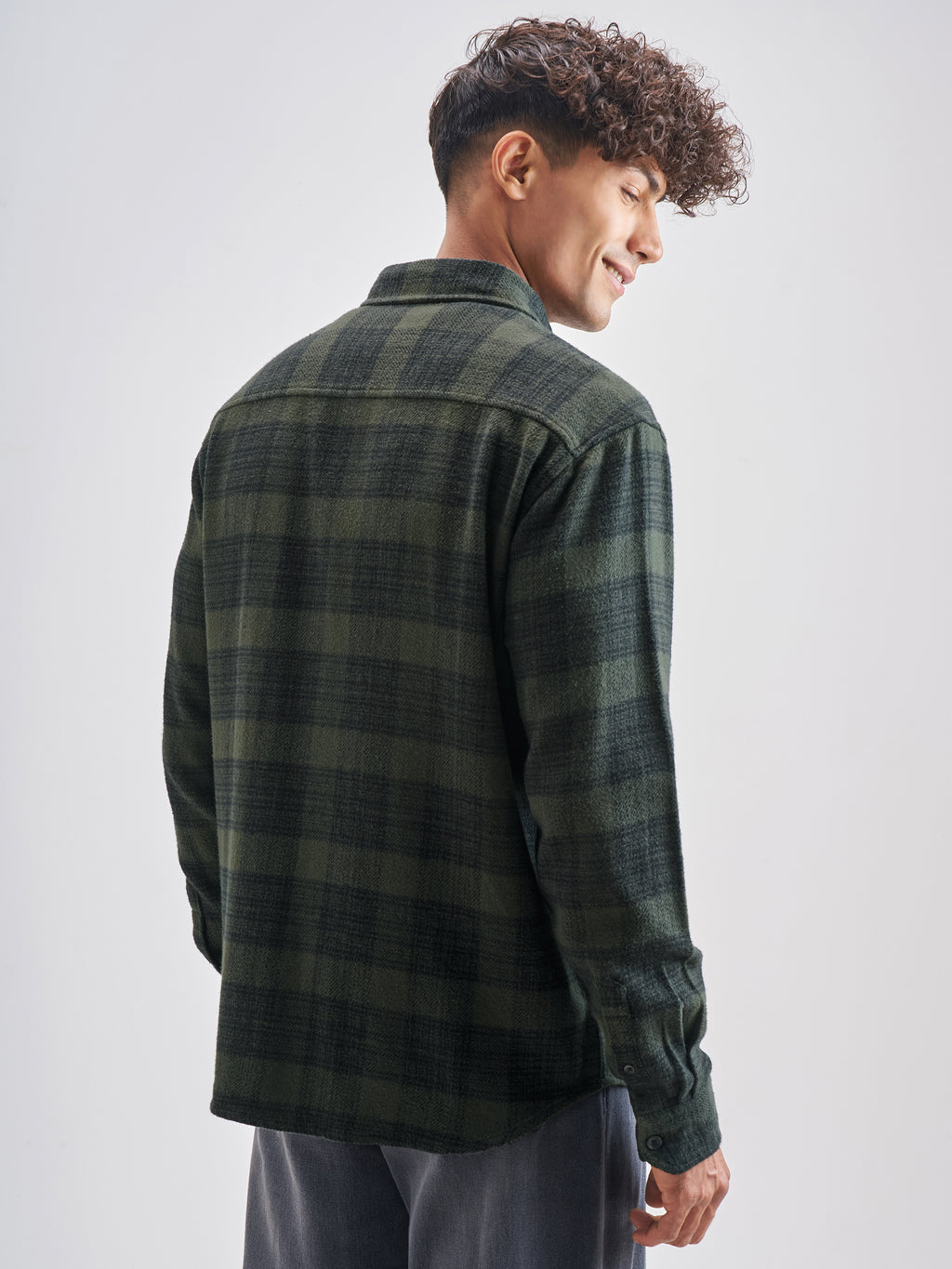 Highlander Men Olive Olive Checked Relaxed Fit Casual Shirt - Olive - Image 3