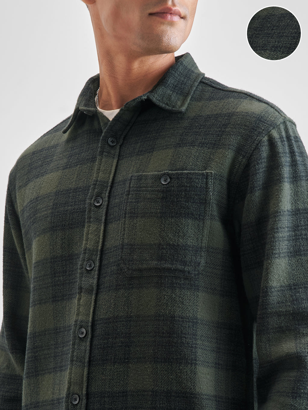 Highlander Men Olive Olive Checked Relaxed Fit Casual Shirt - Olive - Image 5