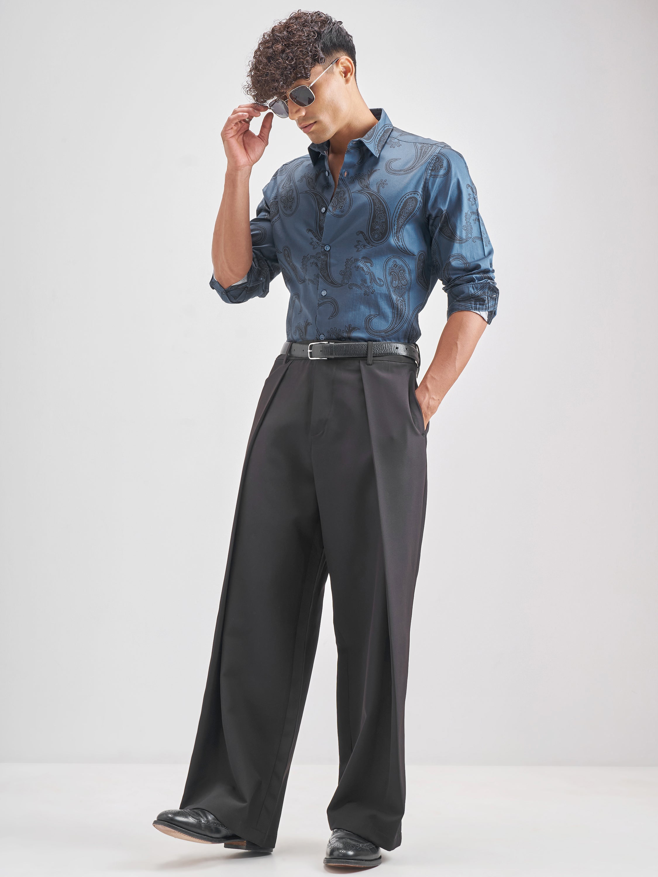 Highlander Men Blue Blue Printed Slim Fit Casual Shirt - Blue - Image 2