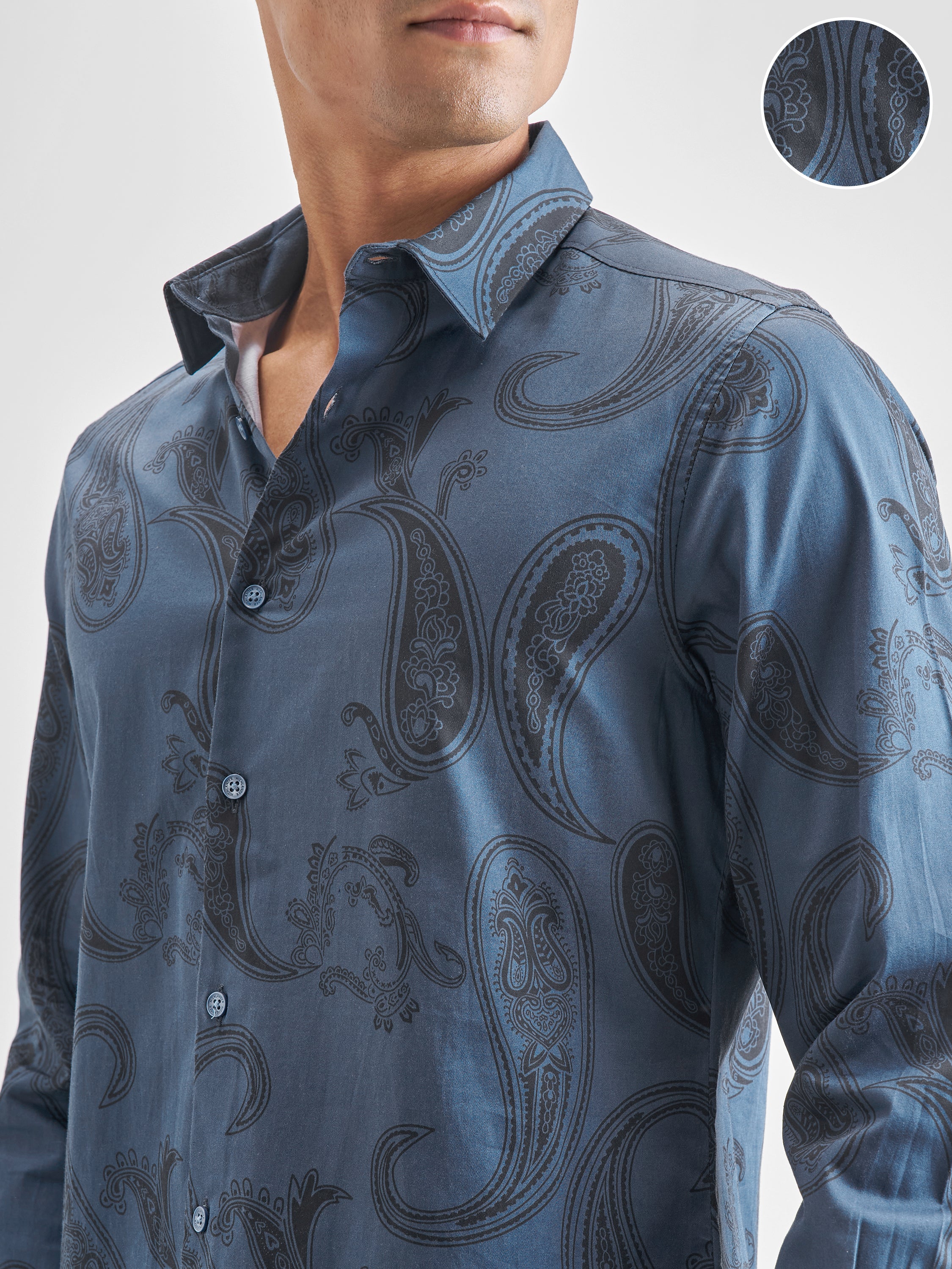 Highlander Men Blue Blue Printed Slim Fit Casual Shirt - Blue - Image 5