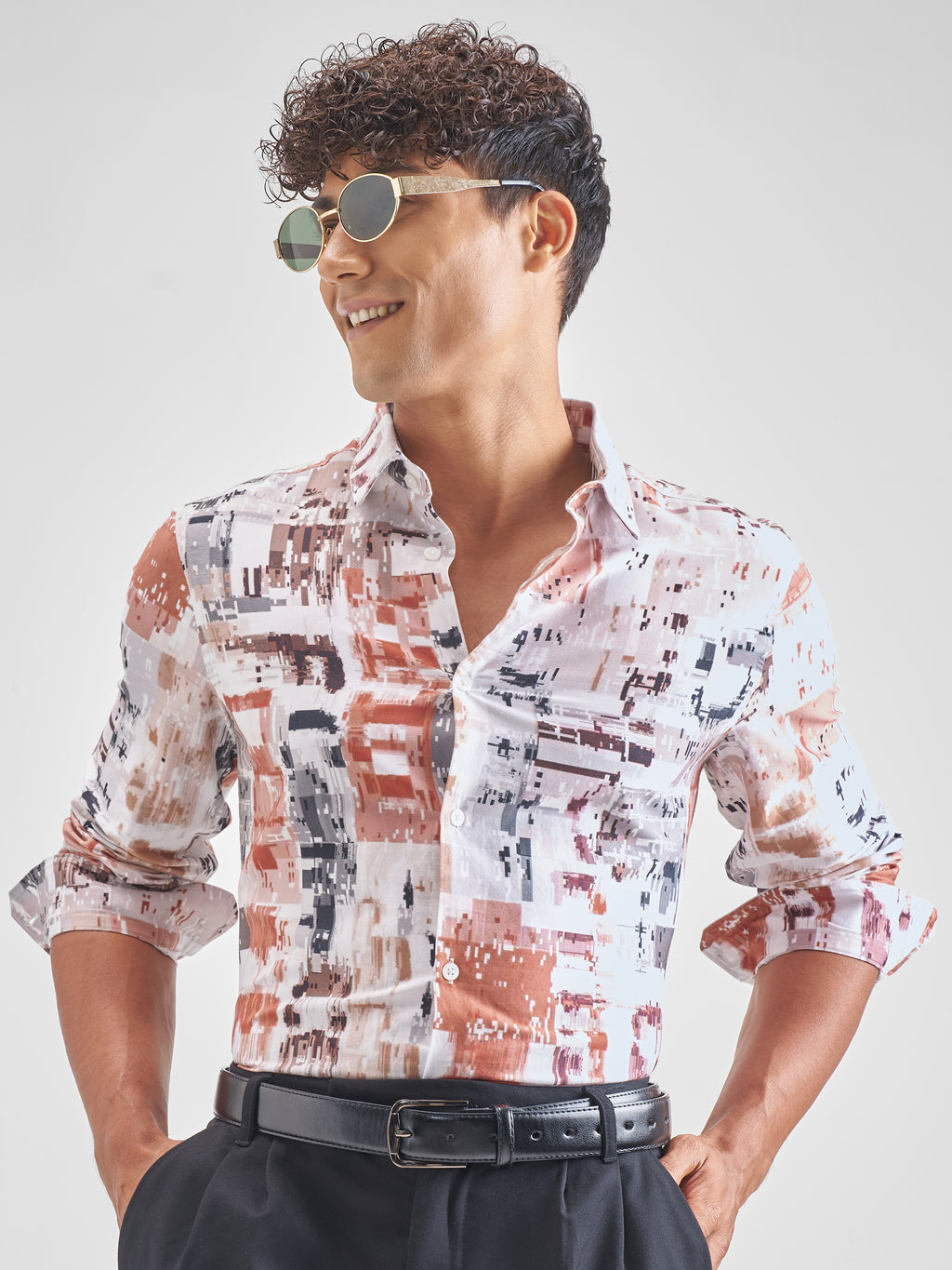 Highlander Men White Printed Relaxed Fit Casual Shirt - White - Image 1