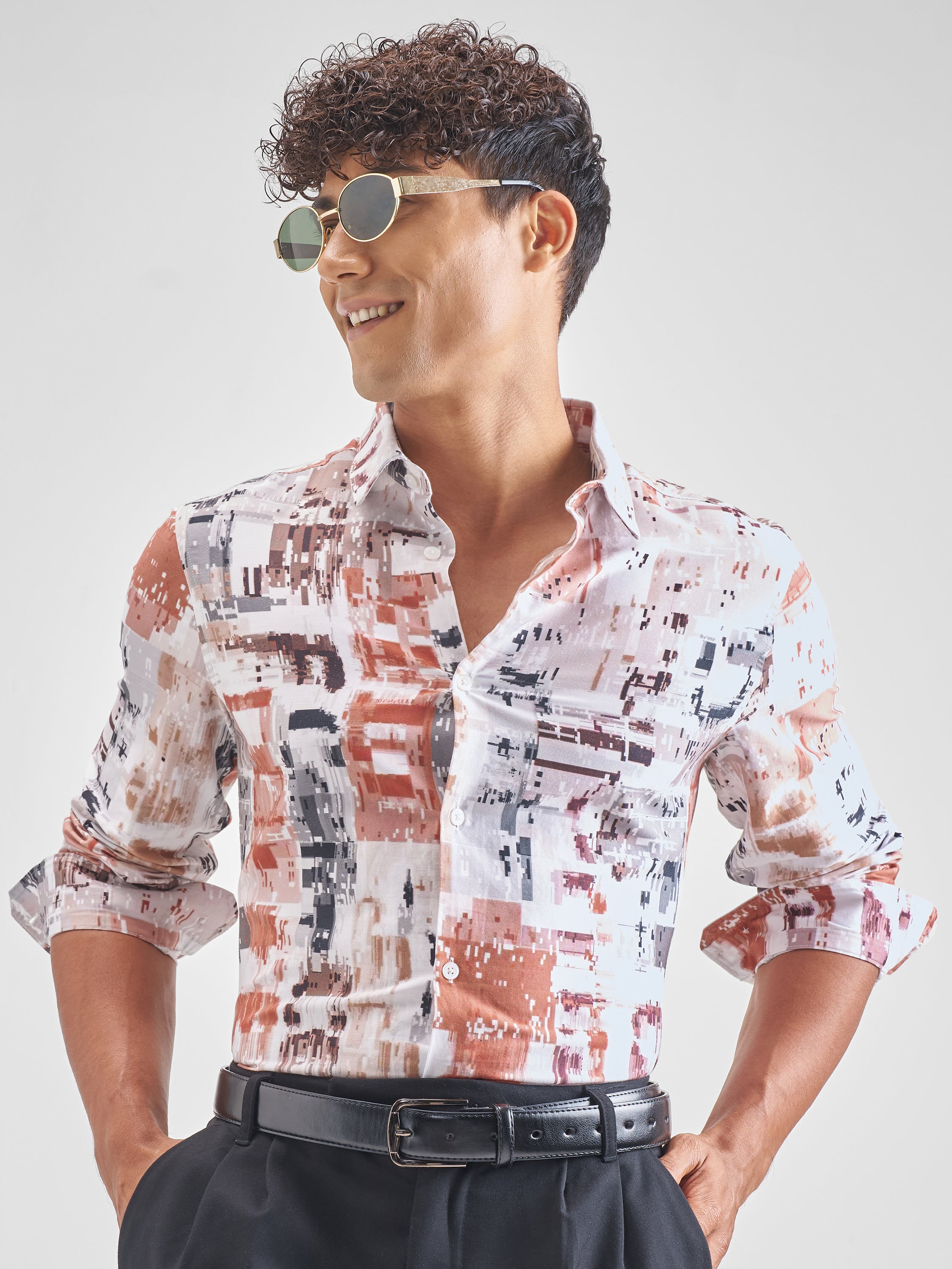 Highlander Men White Printed Relaxed Fit Casual Shirt - White - Image 1