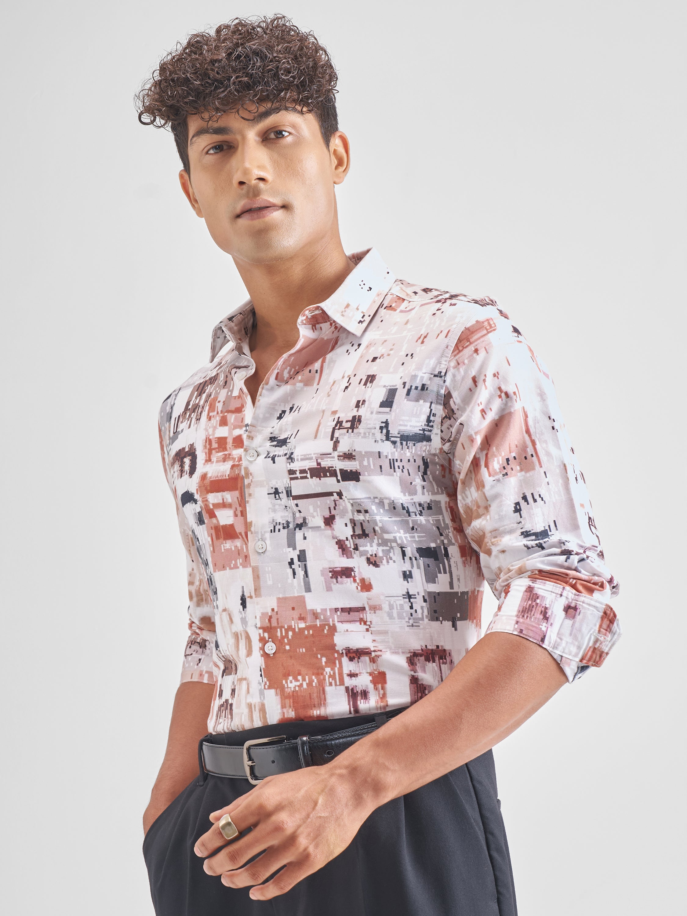 Highlander Men White Printed Relaxed Fit Casual Shirt - White - Image 4