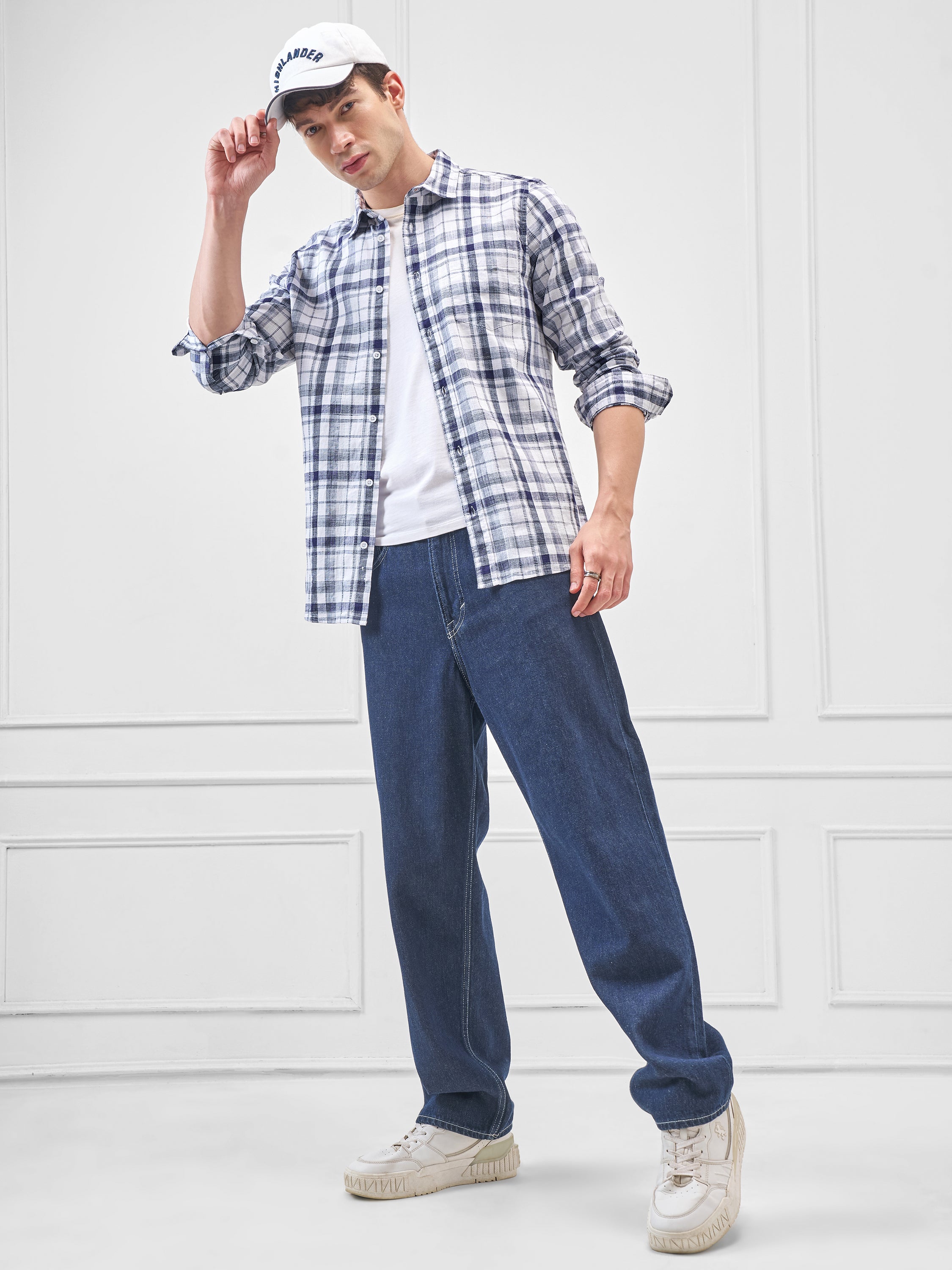 Highlander Men White Checked Relaxed Fit Casual Shirt - White - Image 2