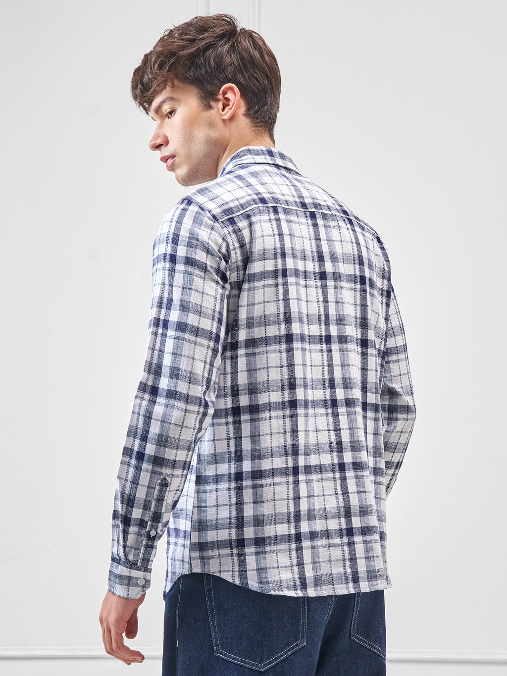 Highlander Men White Checked Relaxed Fit Casual Shirt - White - Image 3