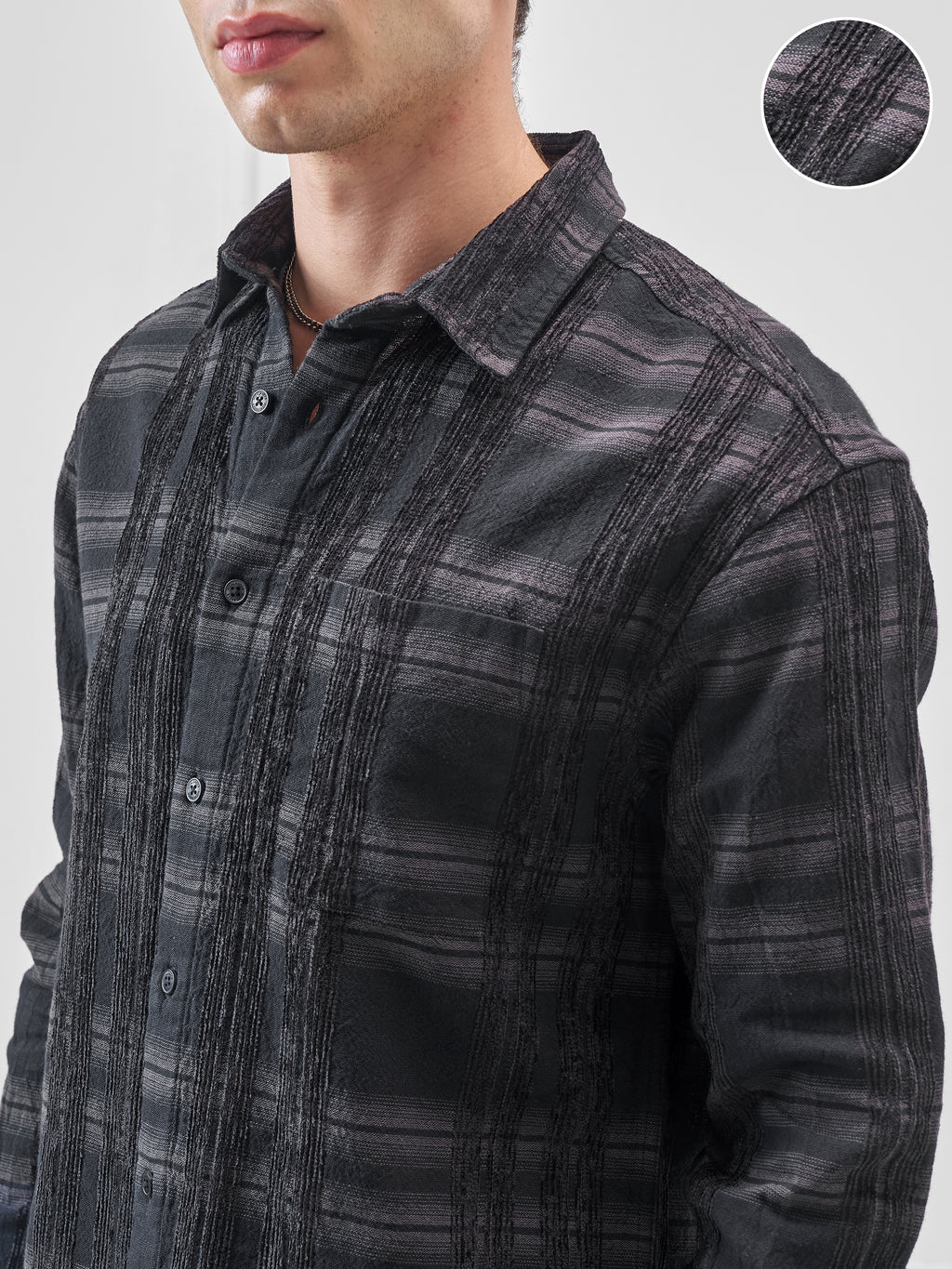 Highlander Men Black Checked Relaxed Fit Casual Shirt - Black - Image 5