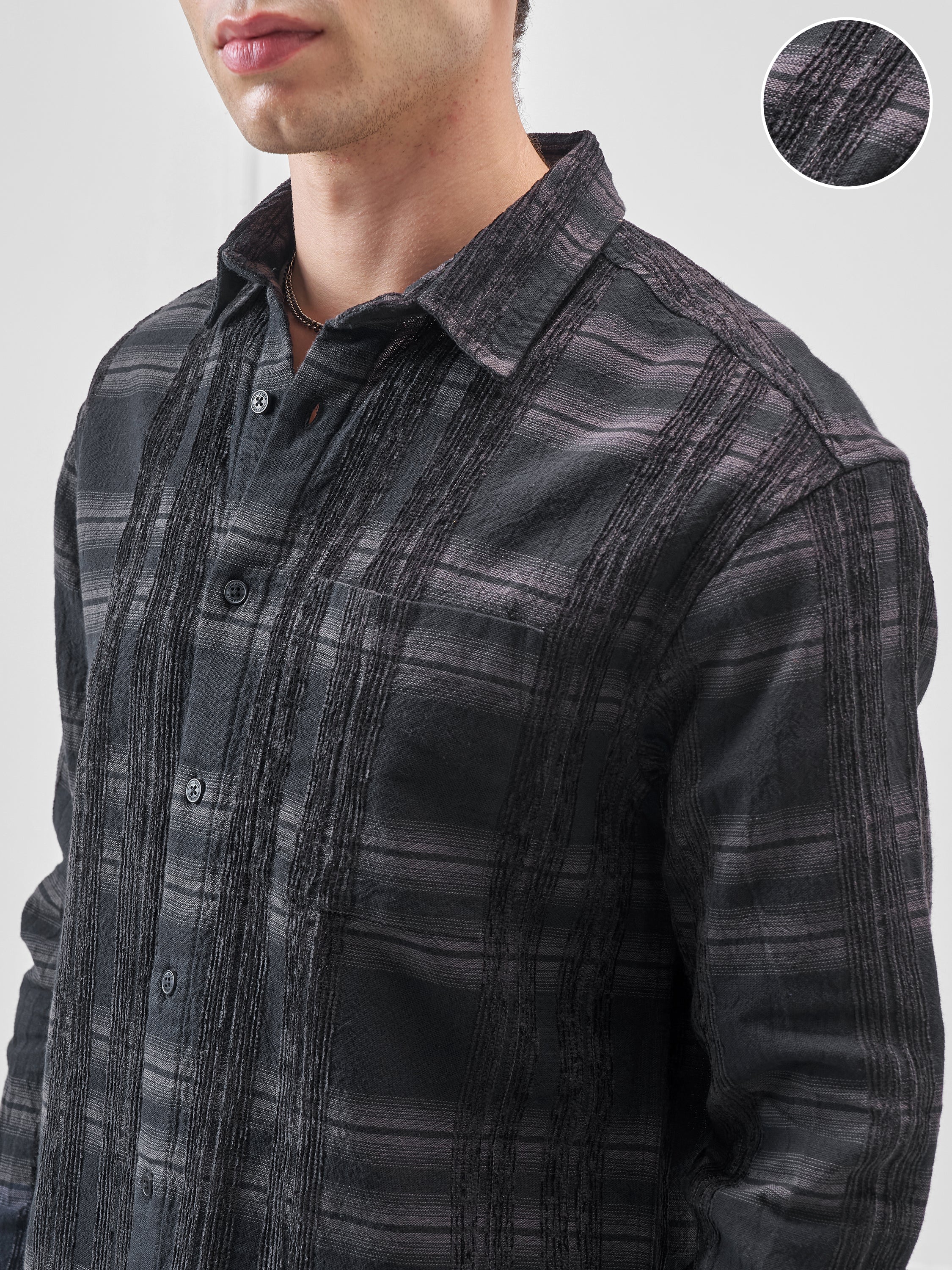 Highlander Men Black Checked Relaxed Fit Casual Shirt - Black - Image 5