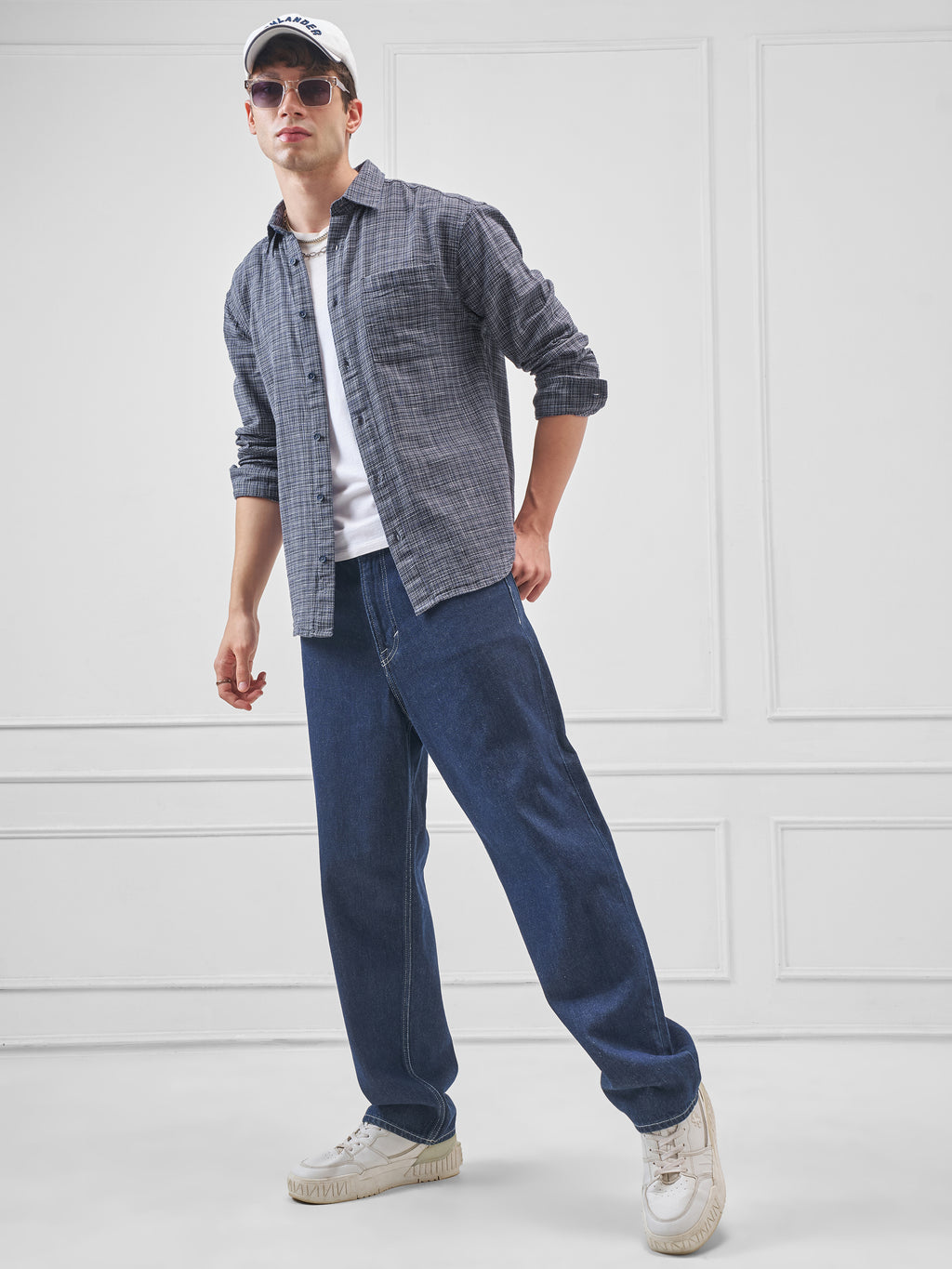 Highlander Men Grey Self Design Relaxed Fit Casual Shirt - Grey - Image 2