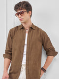 Highlander Men Brown Self Design Relaxed Fit Casual Shirt - Brown - Image 1