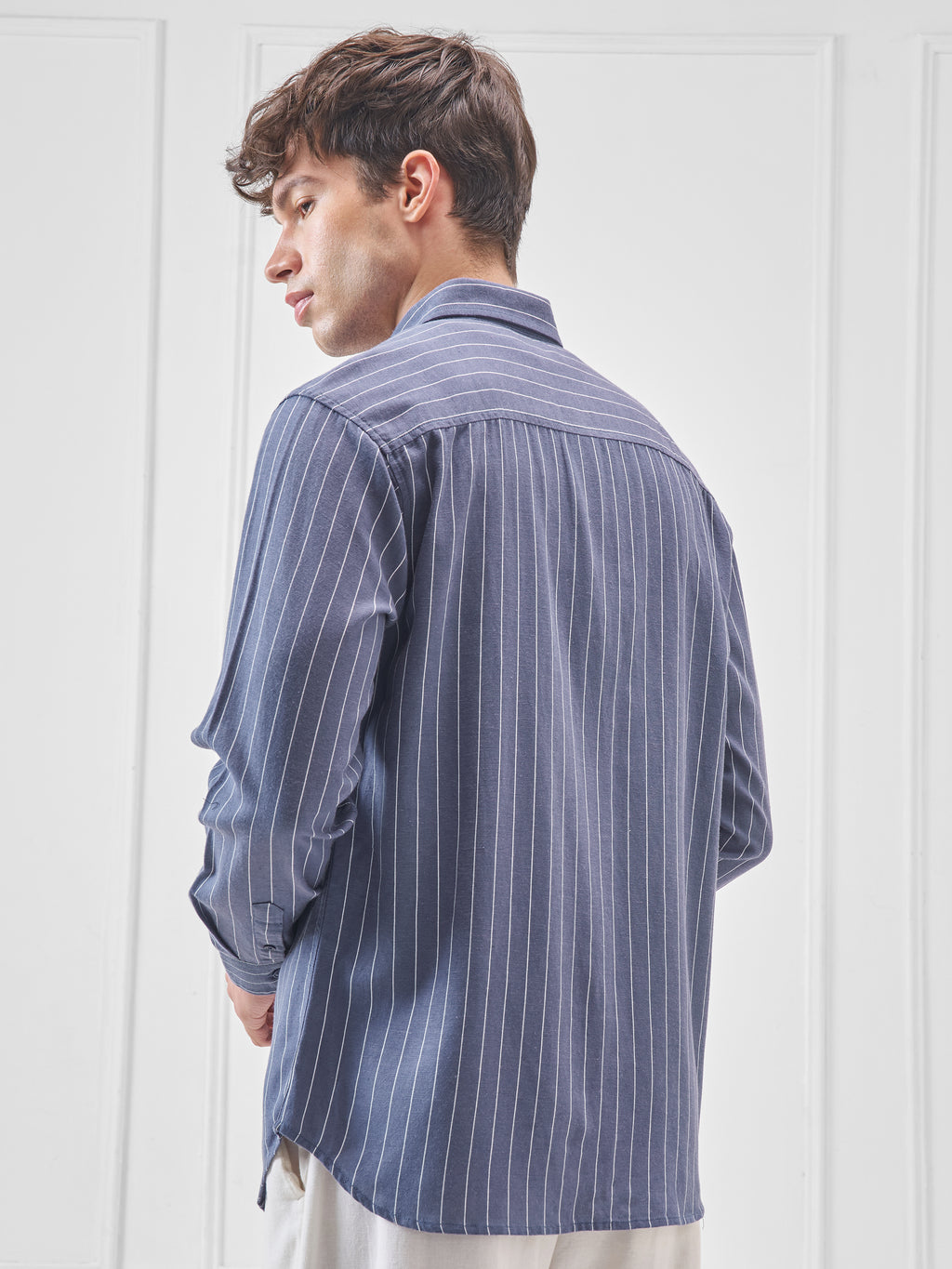 Highlander Men Blue Striped Regular Fit Casual Shirt - Blue - Image 3