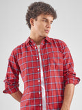 Highlander Men Red Checked Slim Fit Casual Shirt - Red - Image 1