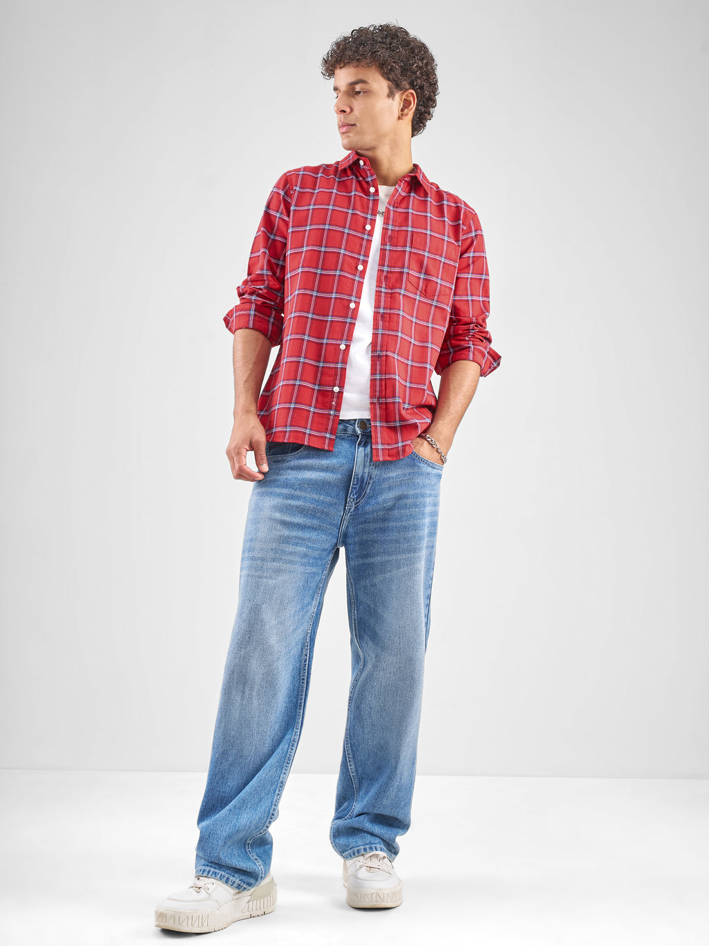 Highlander Men Red Checked Slim Fit Casual Shirt - Red - Image 2