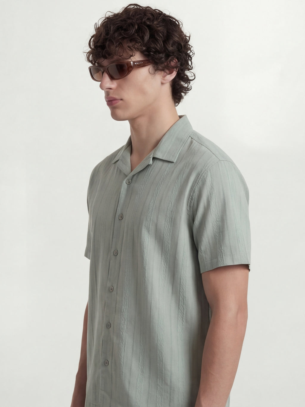 Highlander Men Green Self Design Relaxed Fit Casual Shirt - Green - Image 4