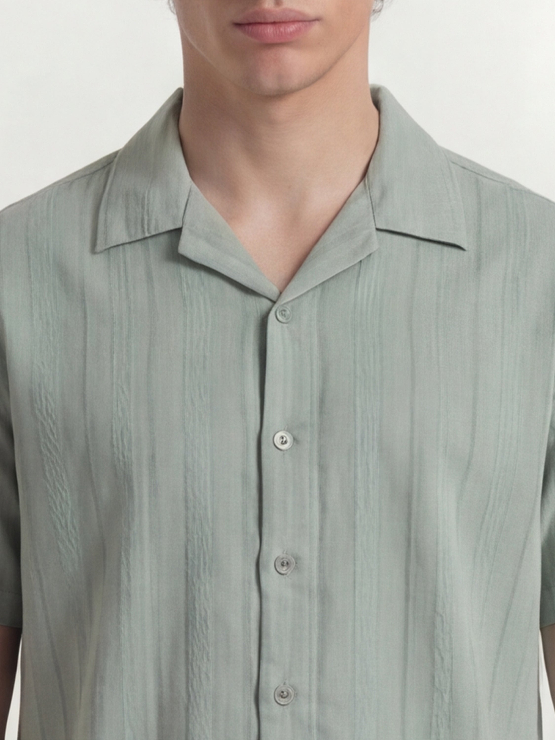 Highlander Men Green Self Design Relaxed Fit Casual Shirt - Green - Image 5