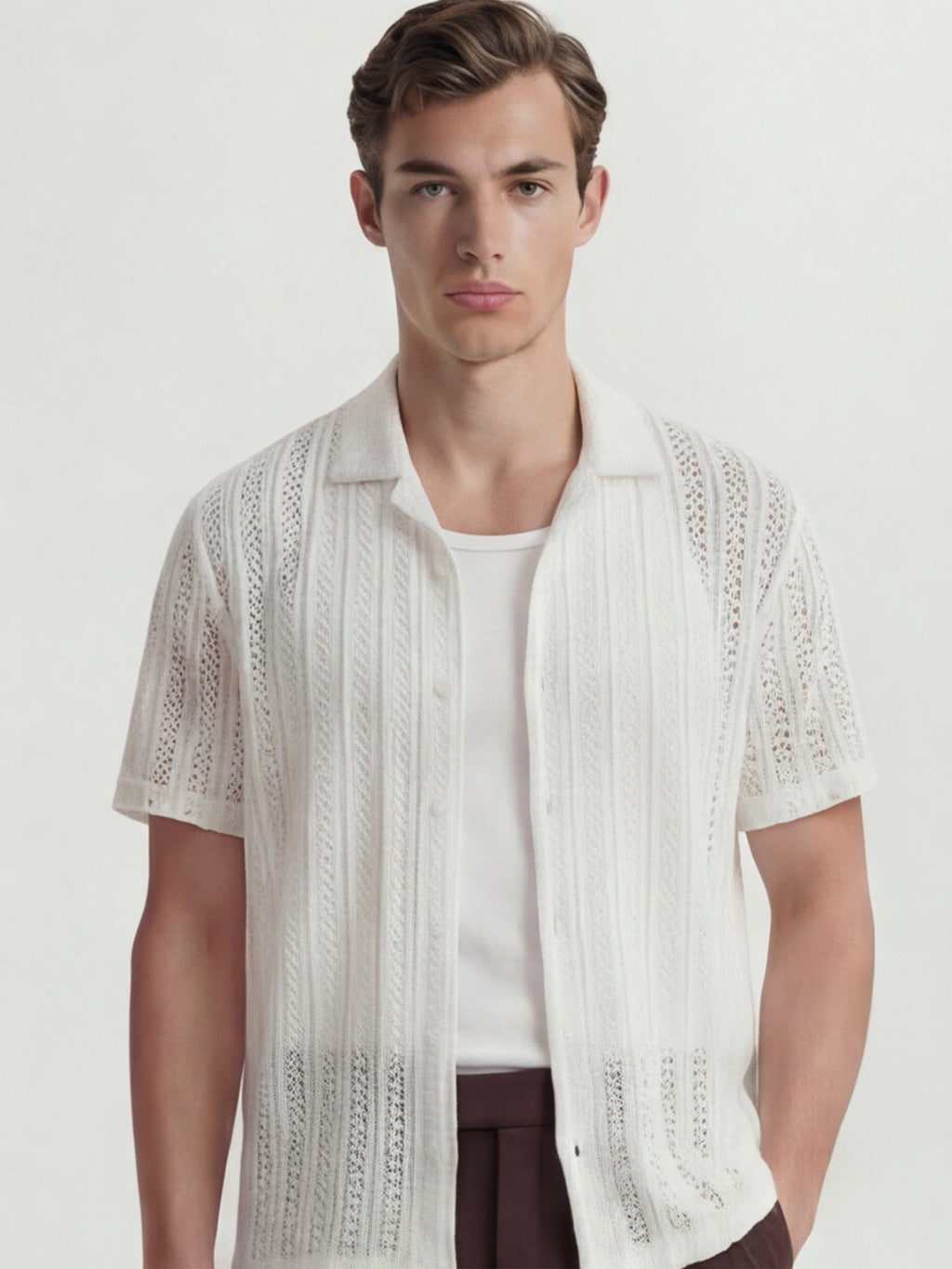Highlander Men White Self Design Relaxed Fit Casual Shirt - White - Image 1