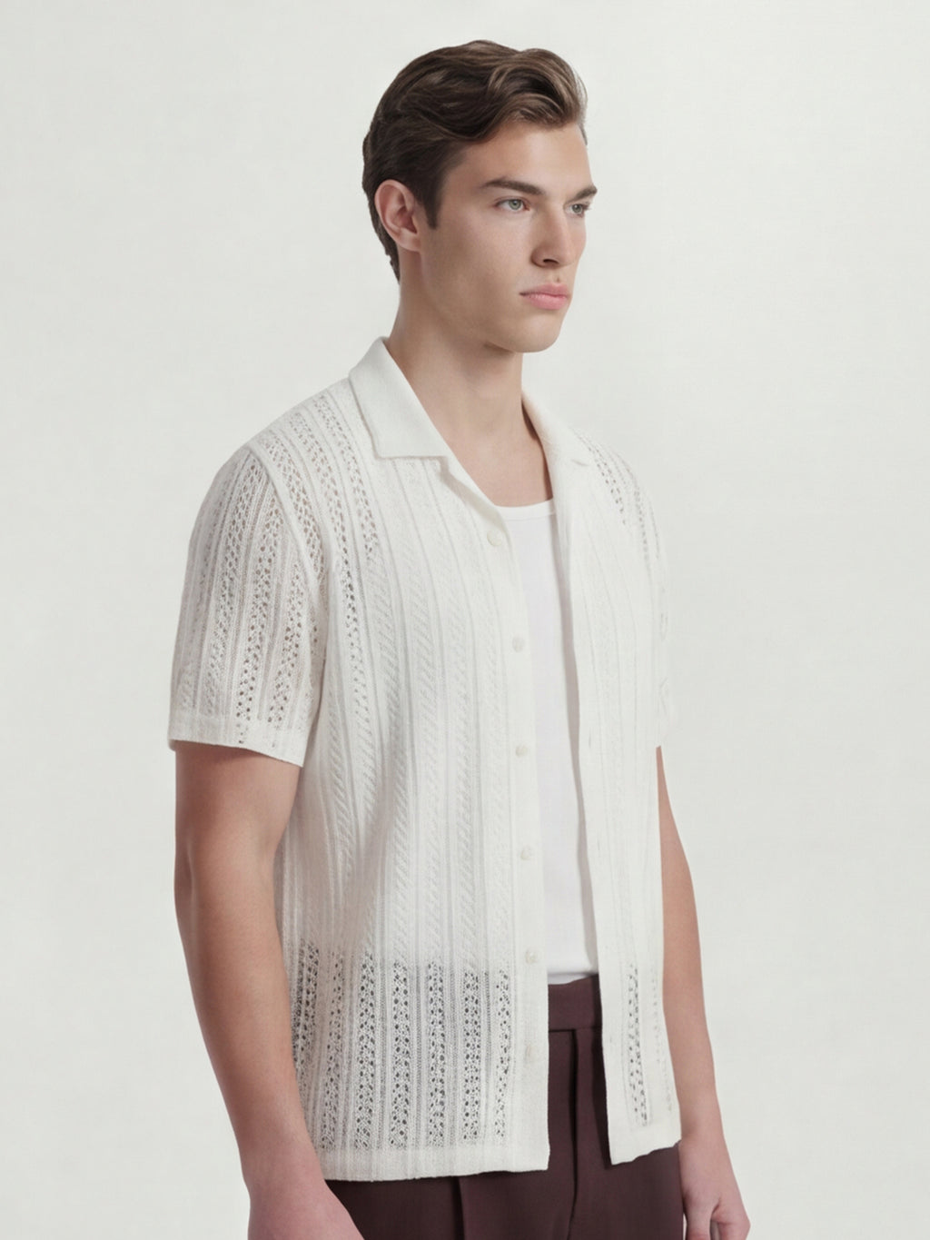 Highlander Men White Self Design Relaxed Fit Casual Shirt - White - Image 4